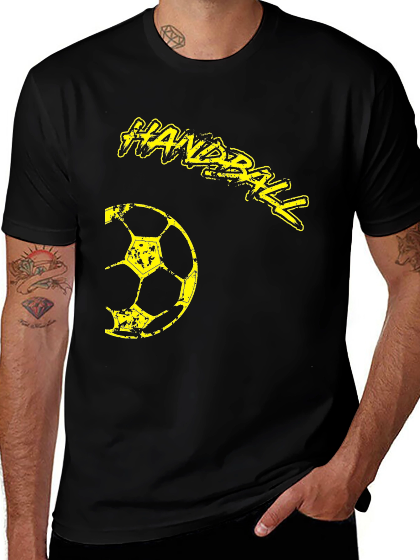 Variant 29 of Handball Graphic T-Shirt - Black Cotton Tee