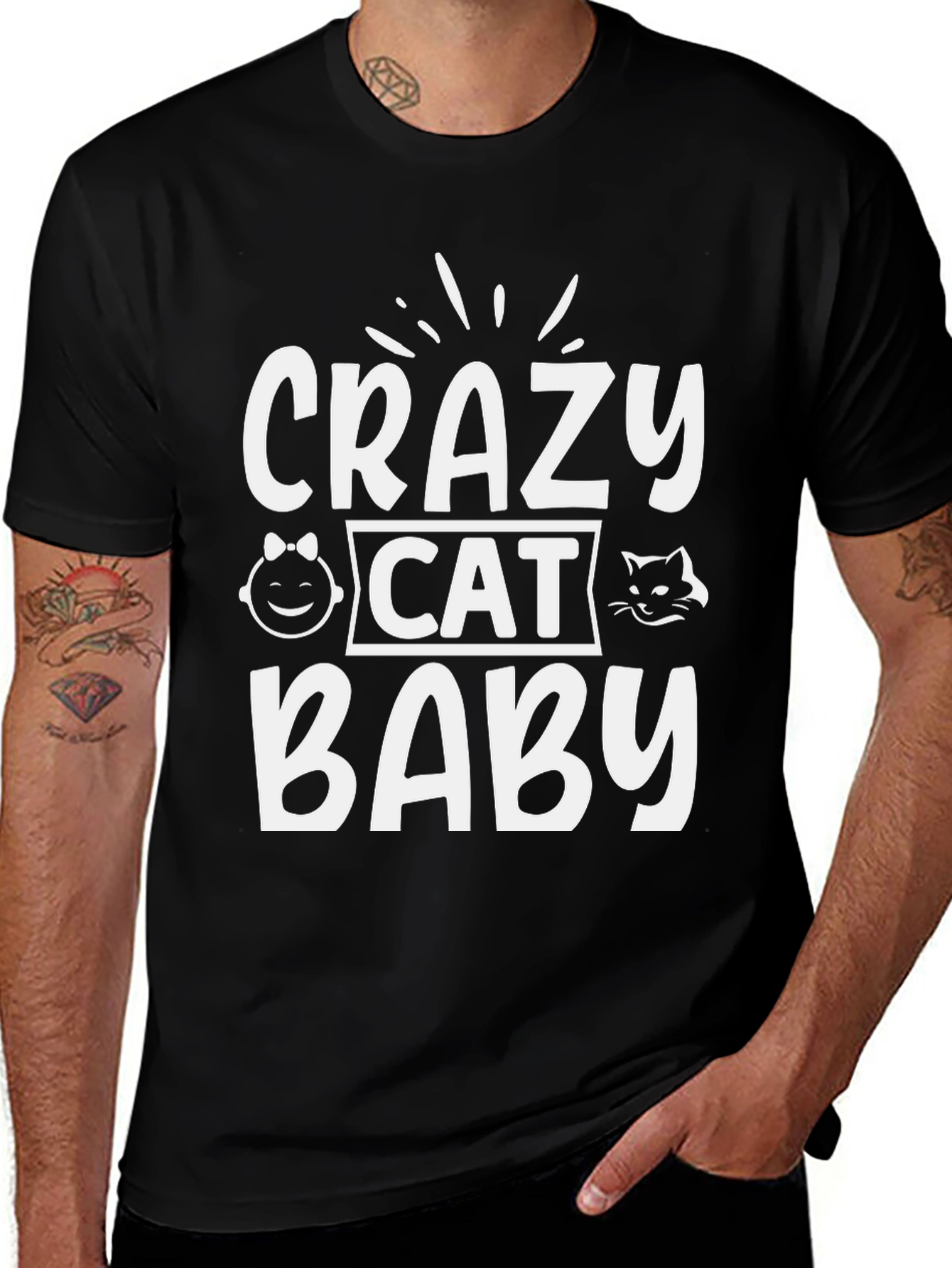 Variant 13 of Crazy Cat Baby Graphic T-Shirt - Novelty Tee