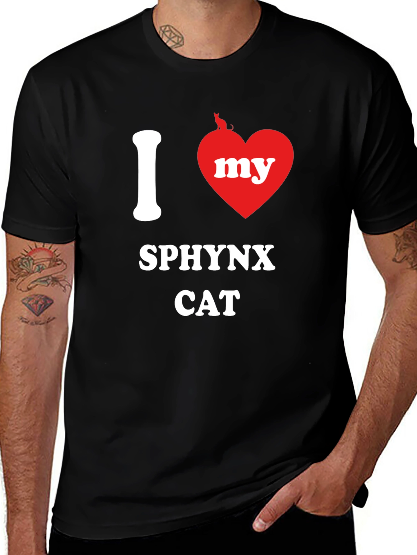 Variant 4 of I Heart My Sphynx Cat T-Shirt -  Unique Design
