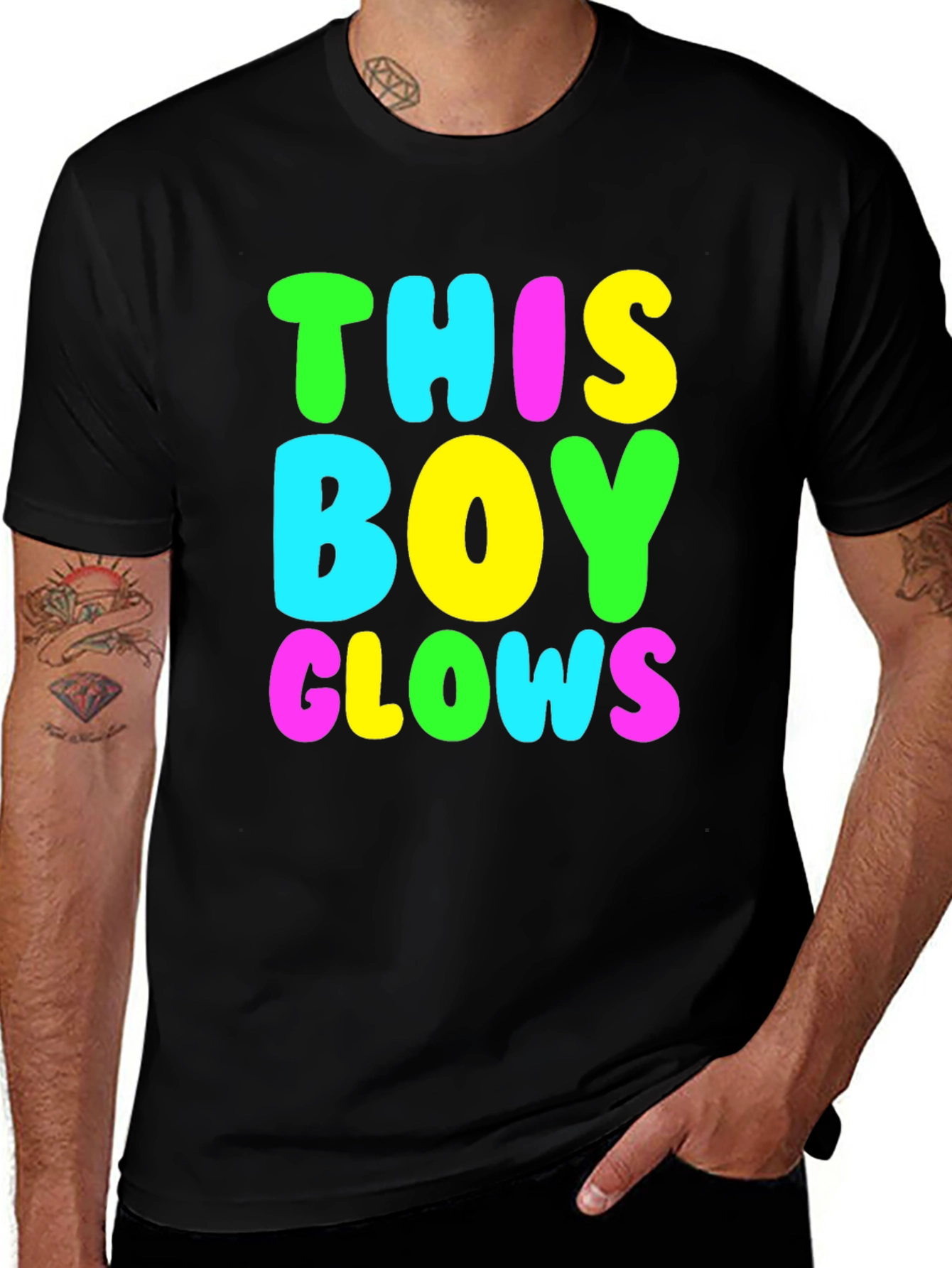Variant 5 of This Boy Glows T-Shirt Fun Neon Colors Graphic Tee