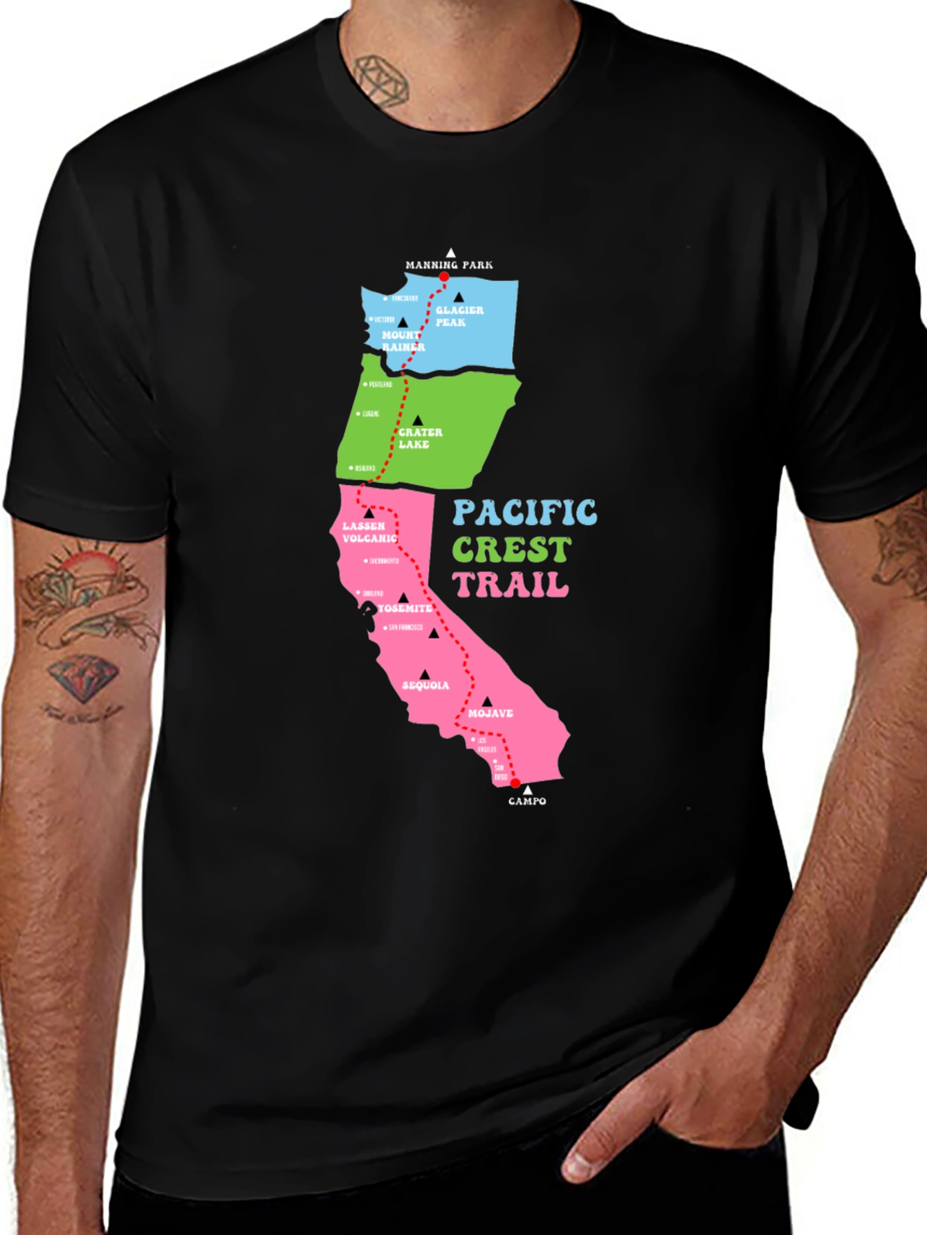 Pacific Crest Trail Map T-Shirt
