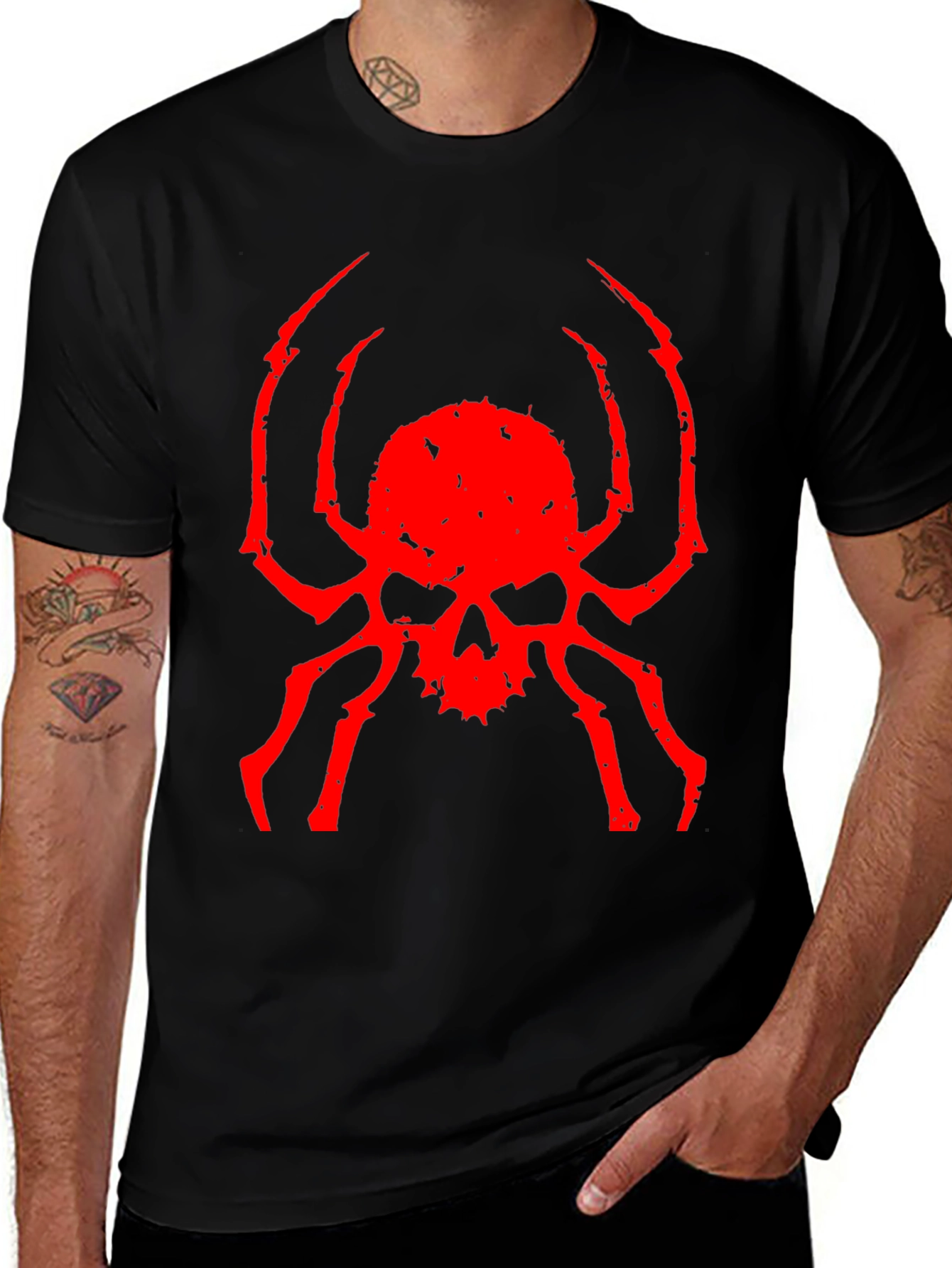 Variant 8 of Skull Spider Graphic Tee - Men's Black T-Shirt