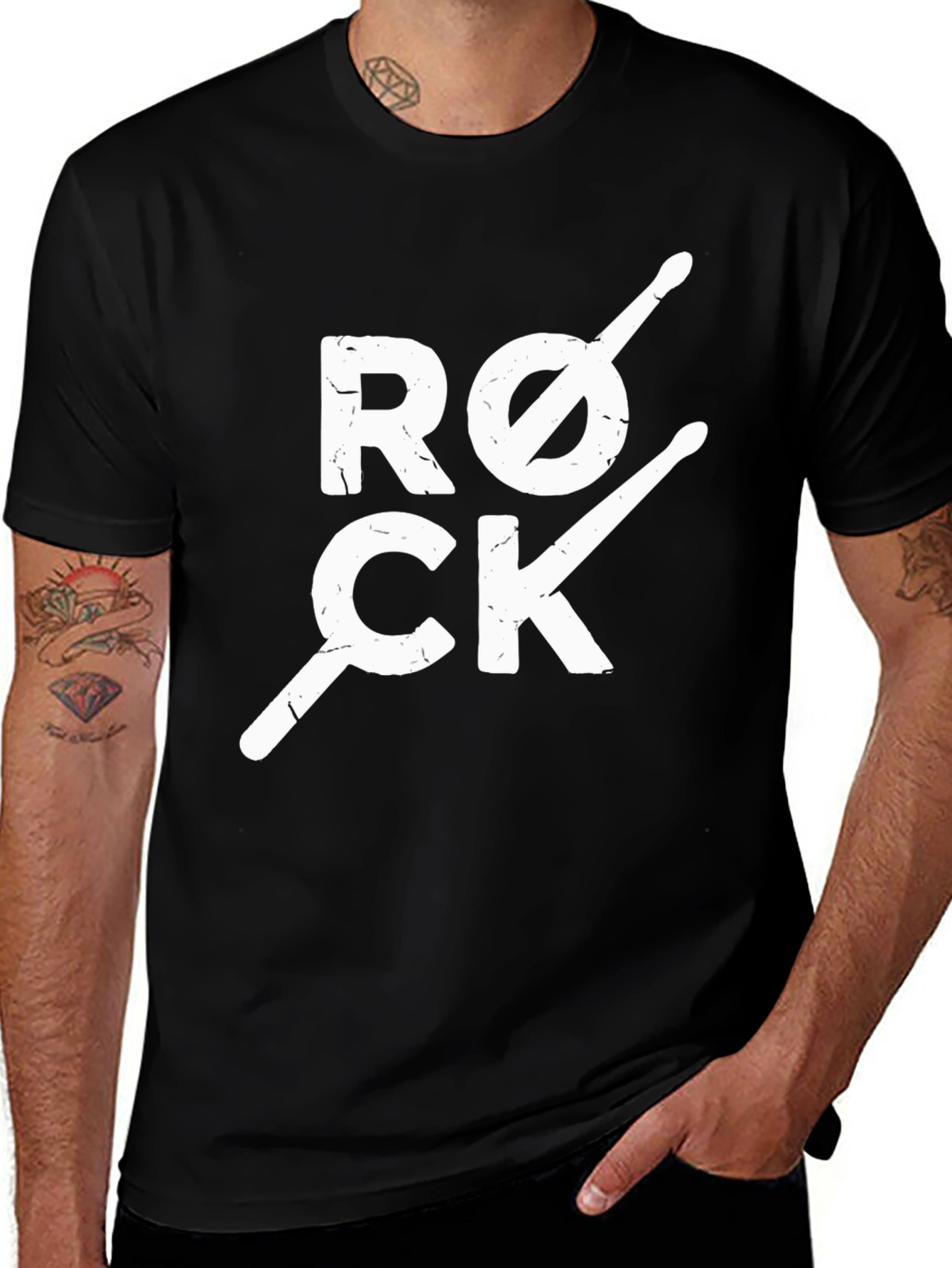 Variant 23 of Rock Drum Sticks Black T-Shirt