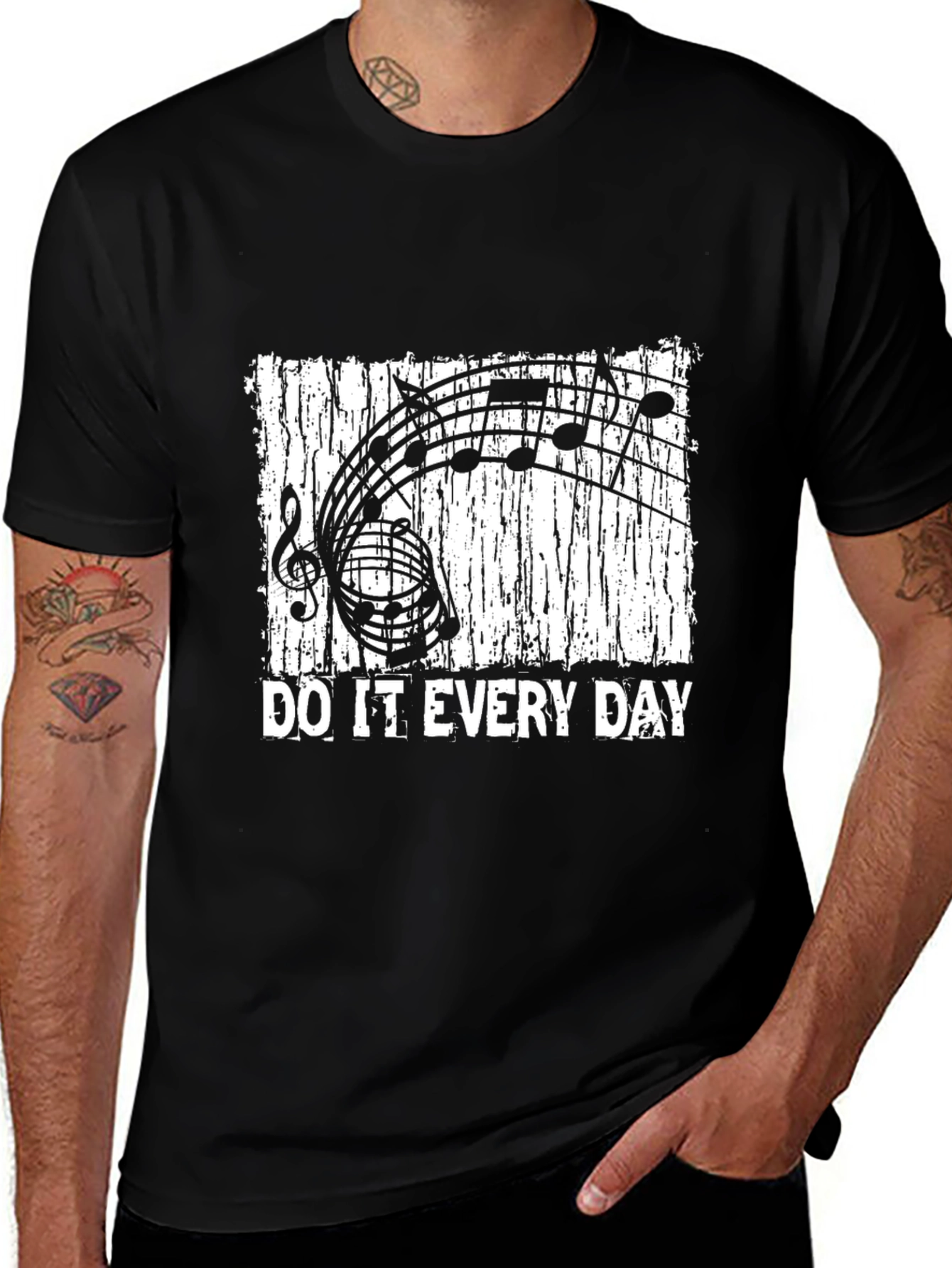 Variant 23 of Music Notes "Do It Every Day" Black T-Shirt