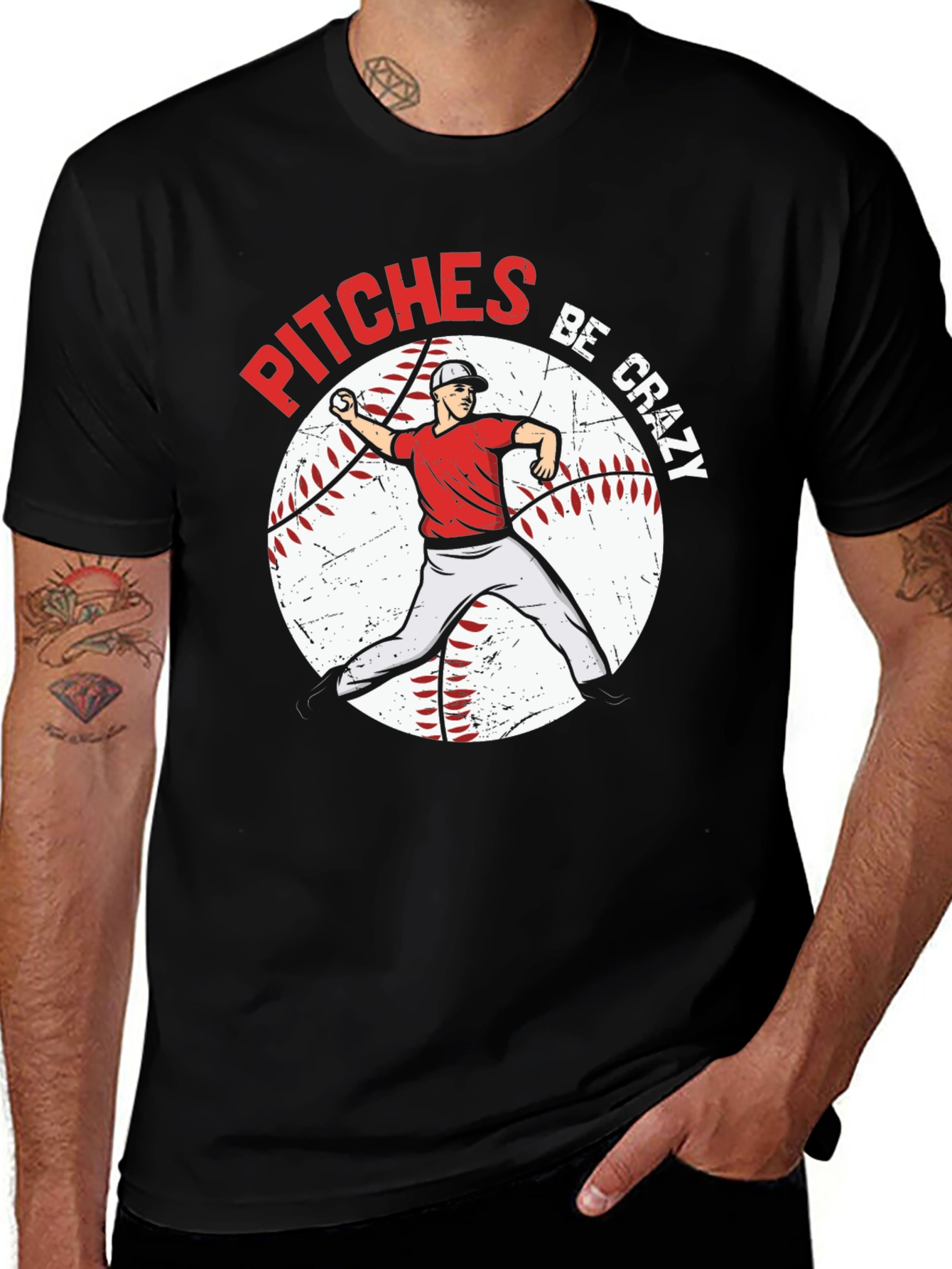 Variant 29 of Pitches Be Crazy Baseball Graphic T-Shirt
