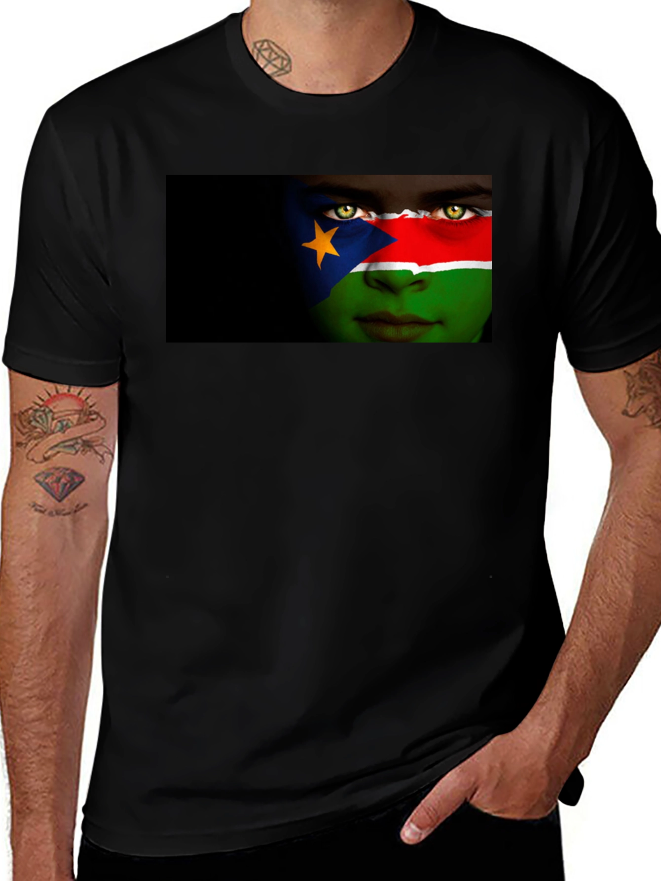 Variant 20 of South Sudan Flag Face Graphic T-Shirt