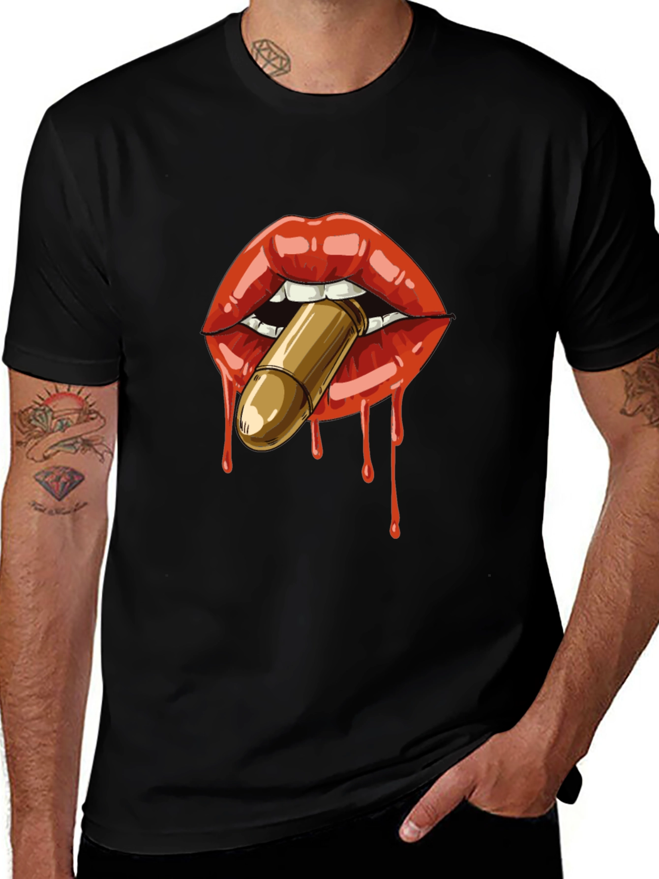 Lips Bullet Black T-Shirt