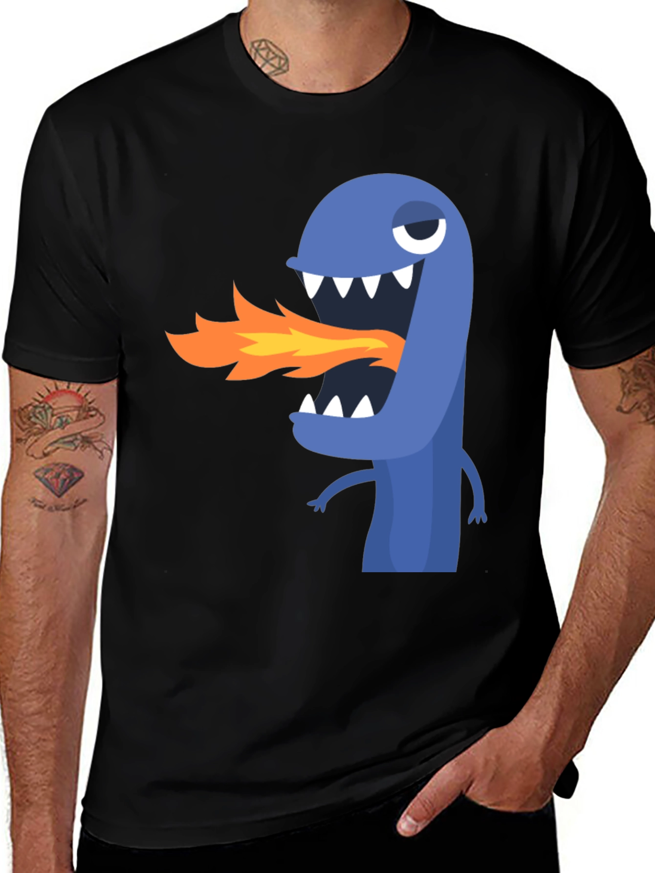 Variant 25 of Funny Blue Monster Fire-Breathing T-Shirt