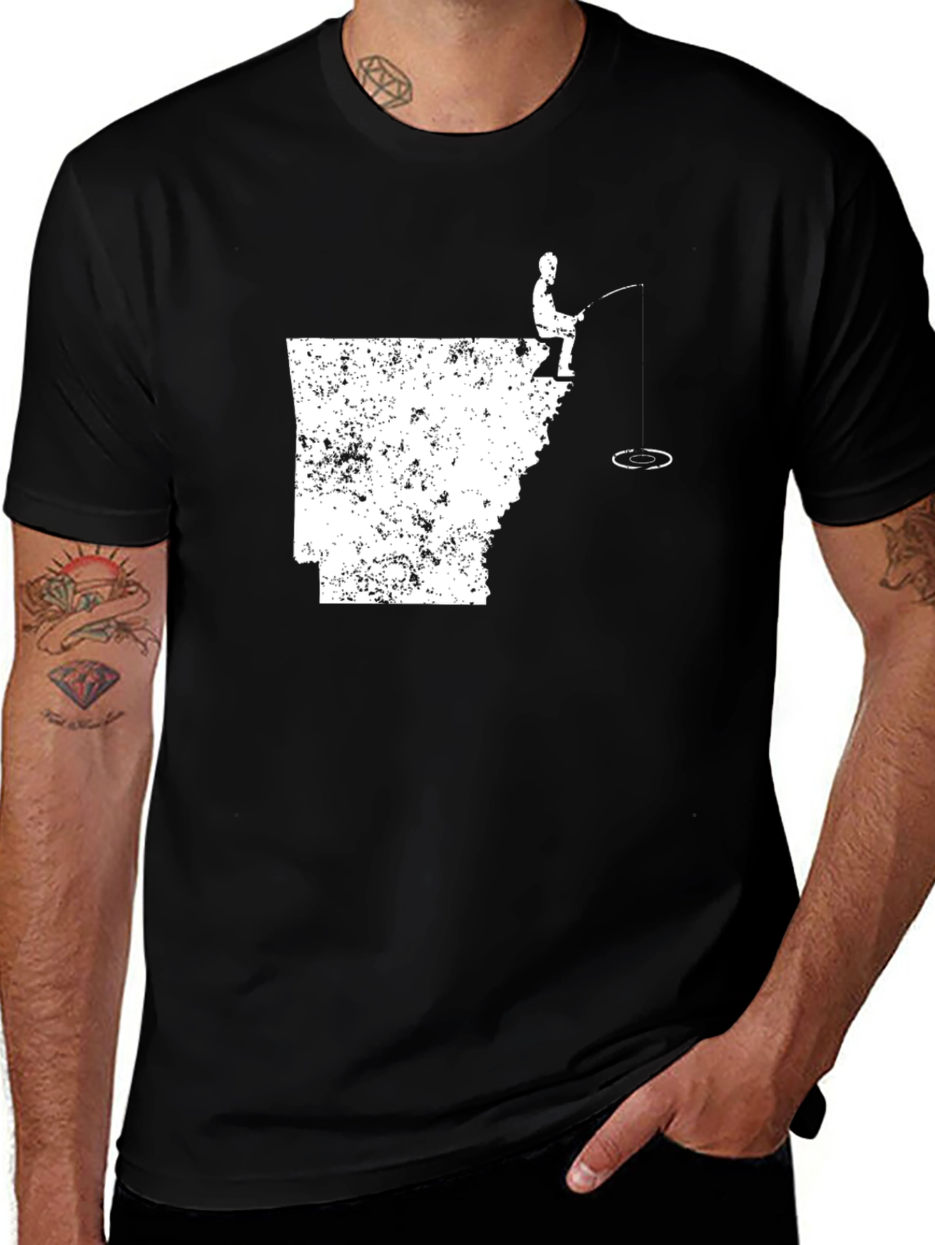 Arkansas Fishing T-Shirt - State Outline Tee