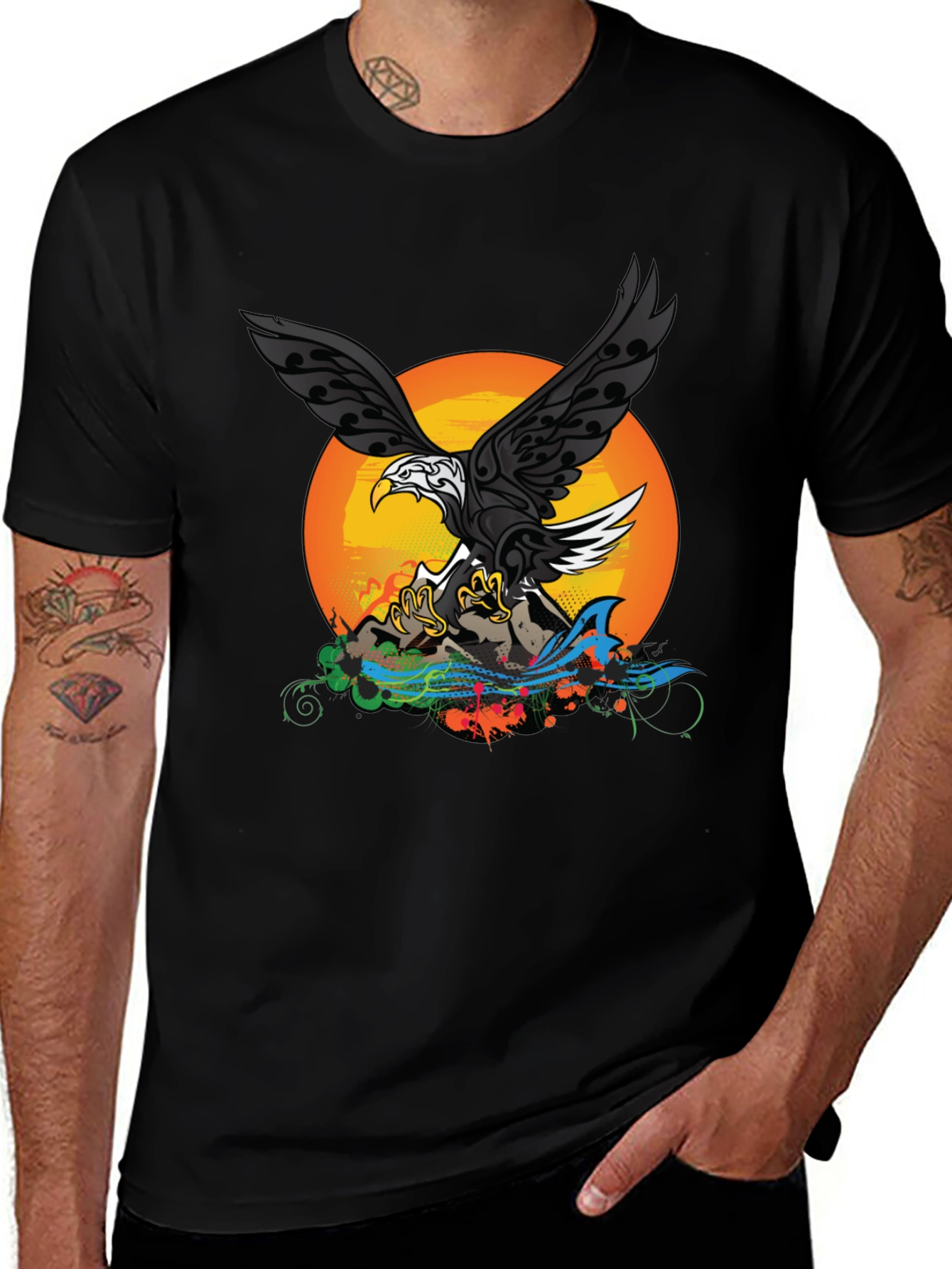 Variant 2 of Eagle Graphic Print Black T-Shirt