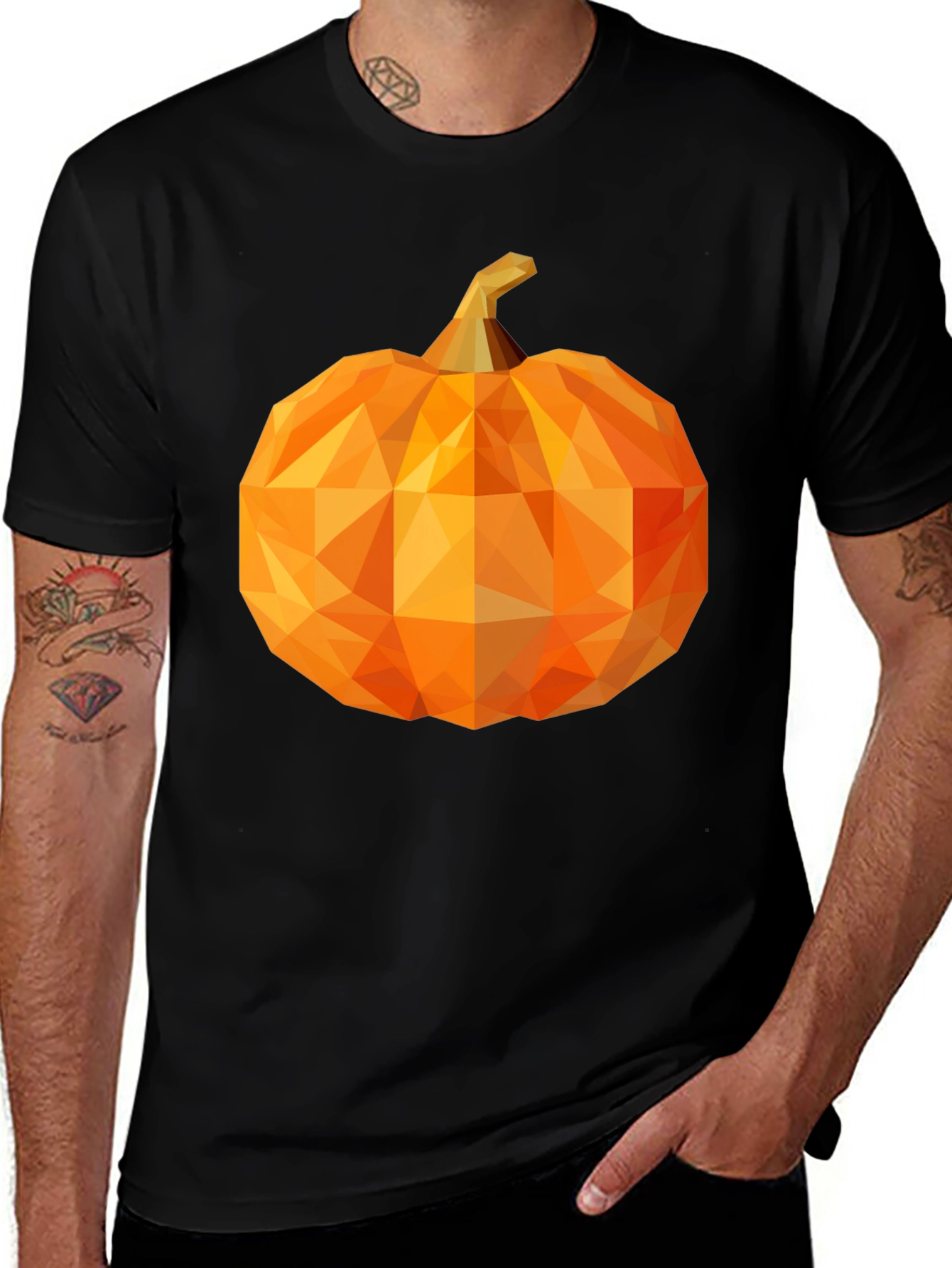 Variant 22 of Geometric Pumpkin Graphic T-Shirt - Halloween Tee