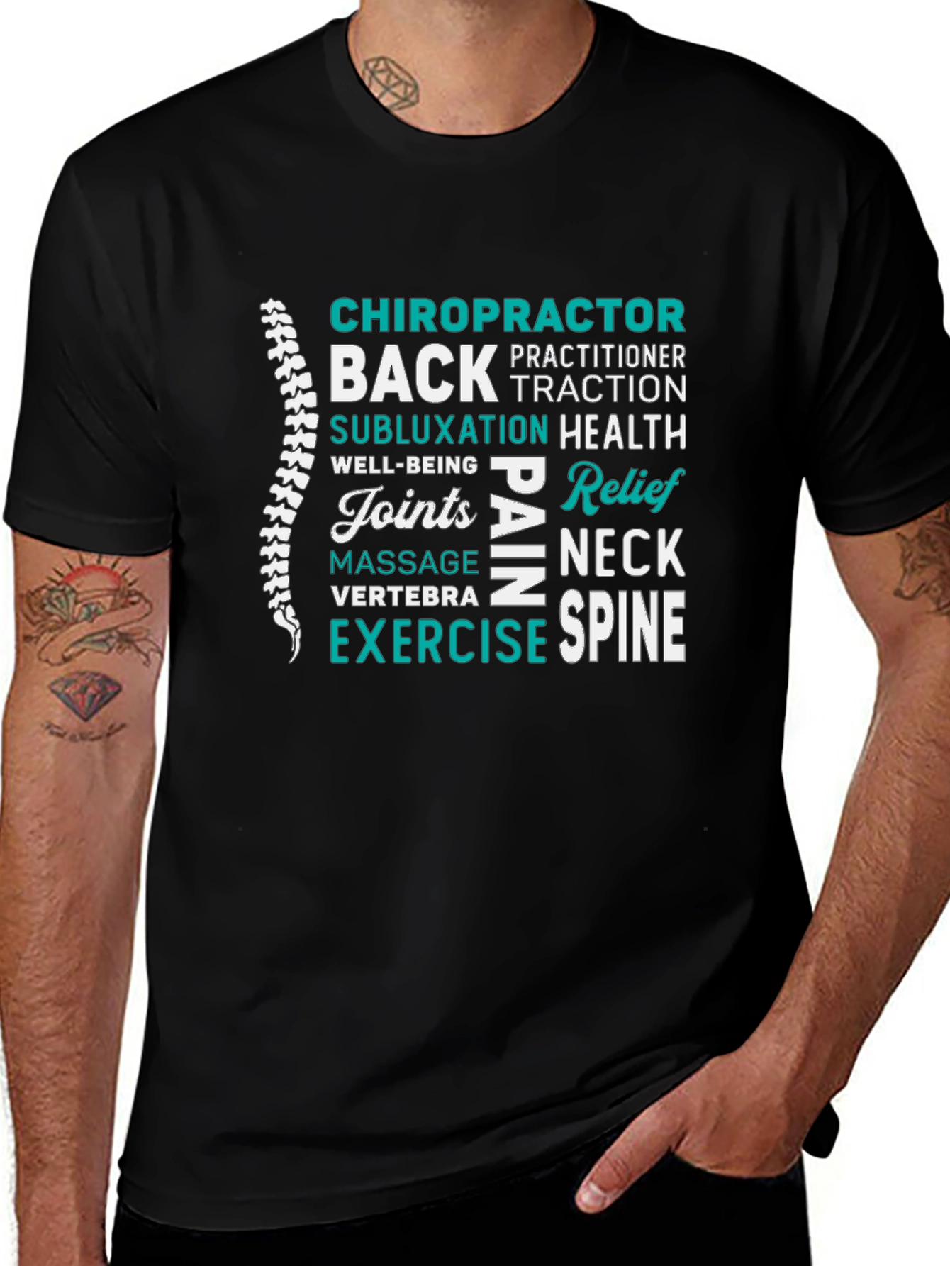 Chiropractor Word Art Graphic Tee - Spine Health T-Shirt
