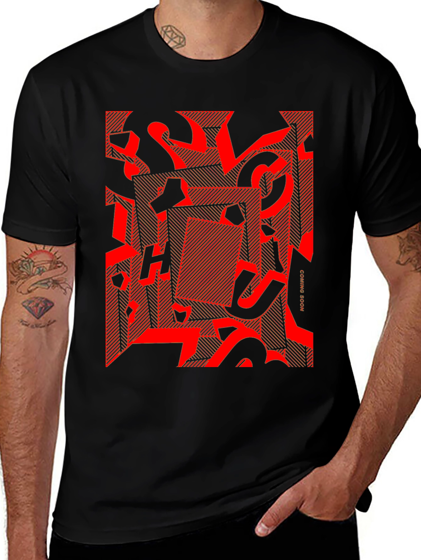 Variant 18 of Abstract Graphic Tee - Red on Black