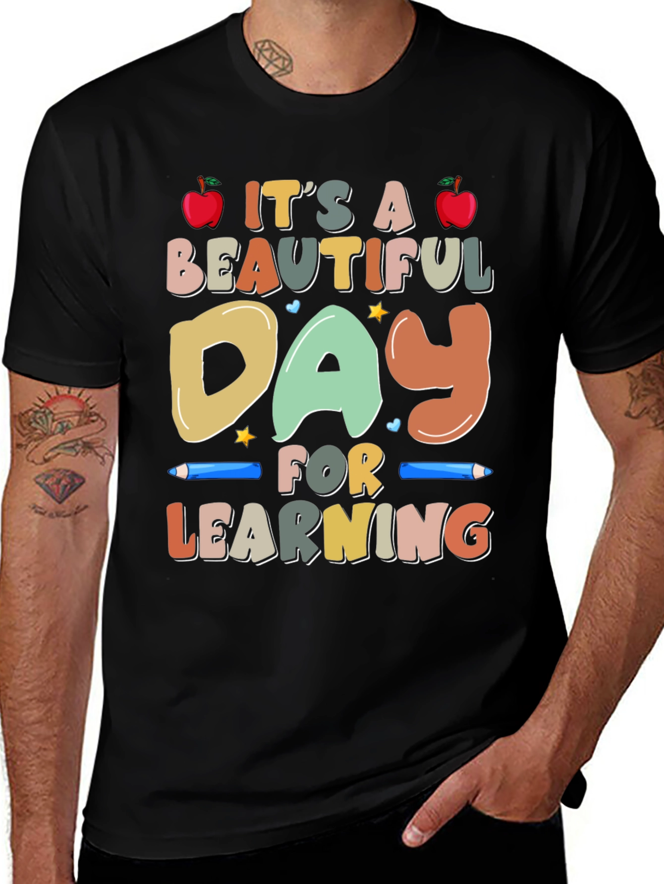 Black It's a Beautiful Day for Learning T-Shirt main image