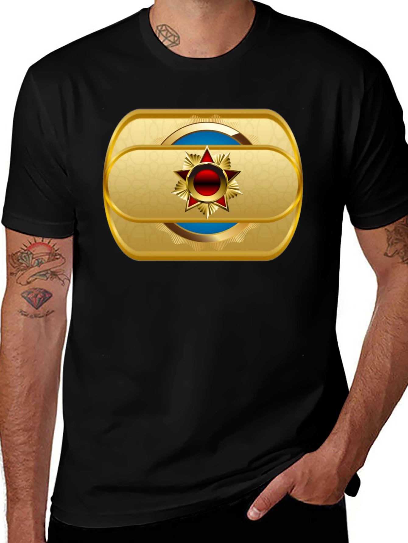 Variant 27 of Gold Star Emblem Black T-Shirt