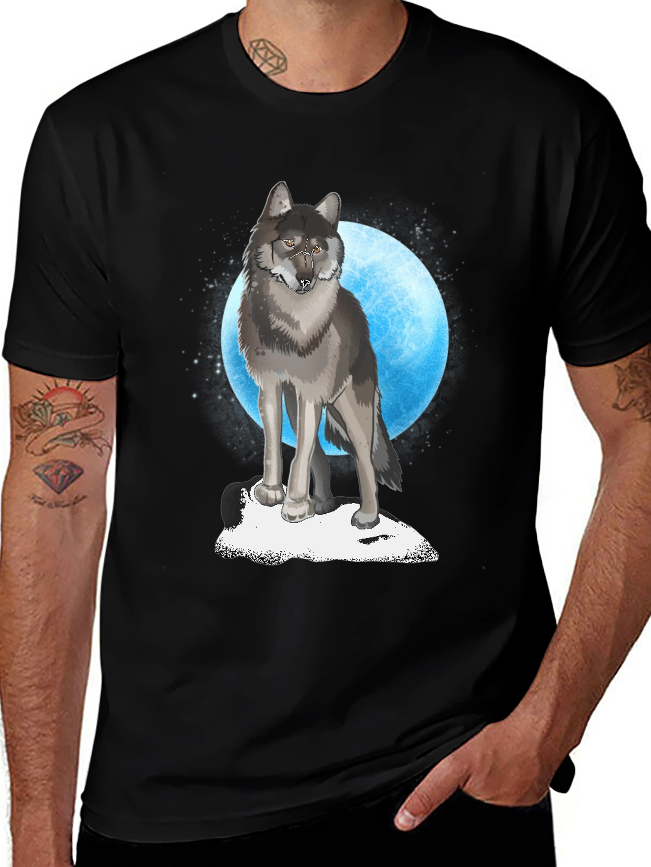 Variant 30 of Wolf Moon Graphic T-Shirt - Black