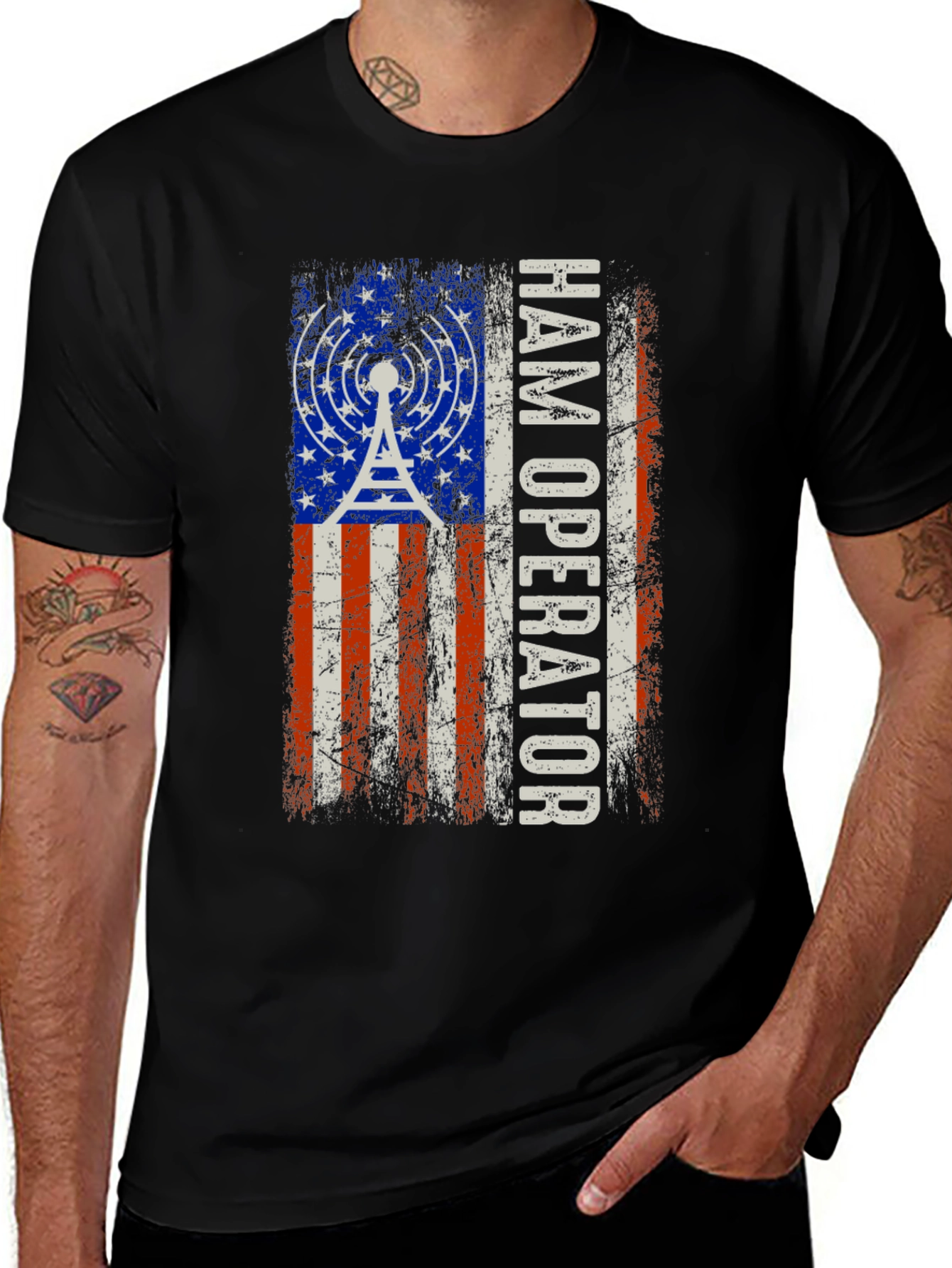 Variant 11 of Ham Operator American Flag Graphic T-Shirt