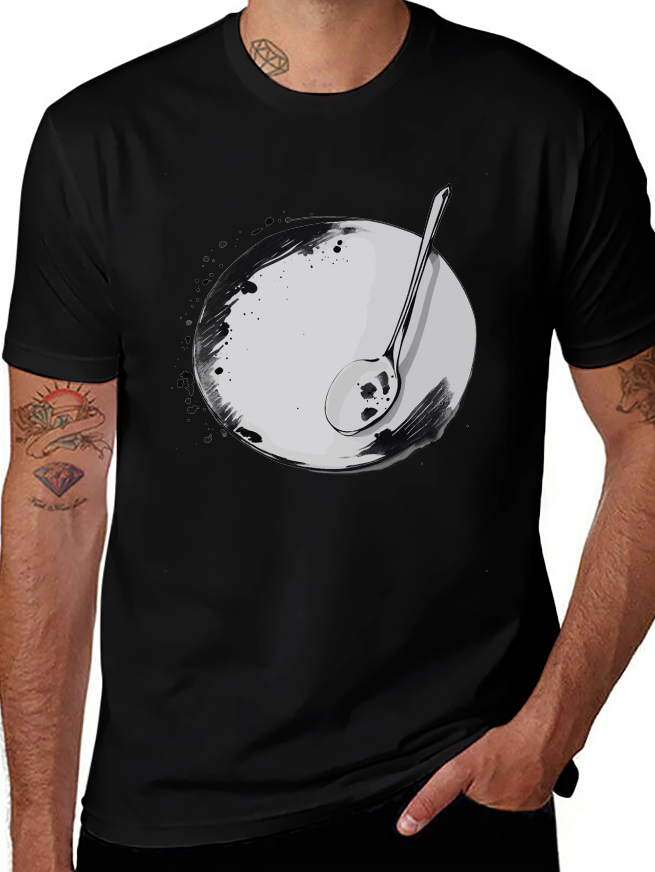 Spoon & Plate Graphic Tee - Unique Art T-Shirt