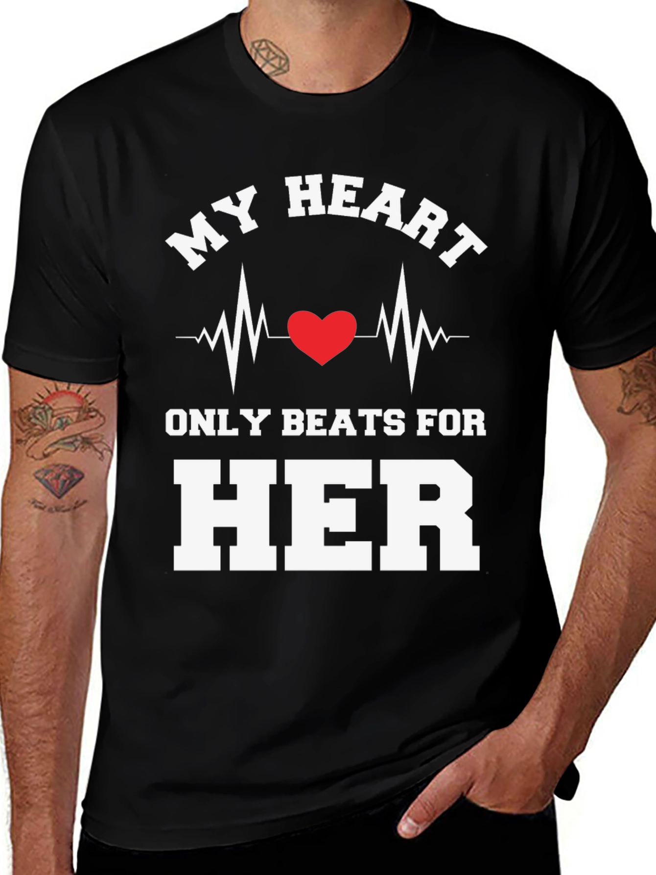 Variant 11 of My Heart Only Beats for Her T-Shirt - Valentine's Day