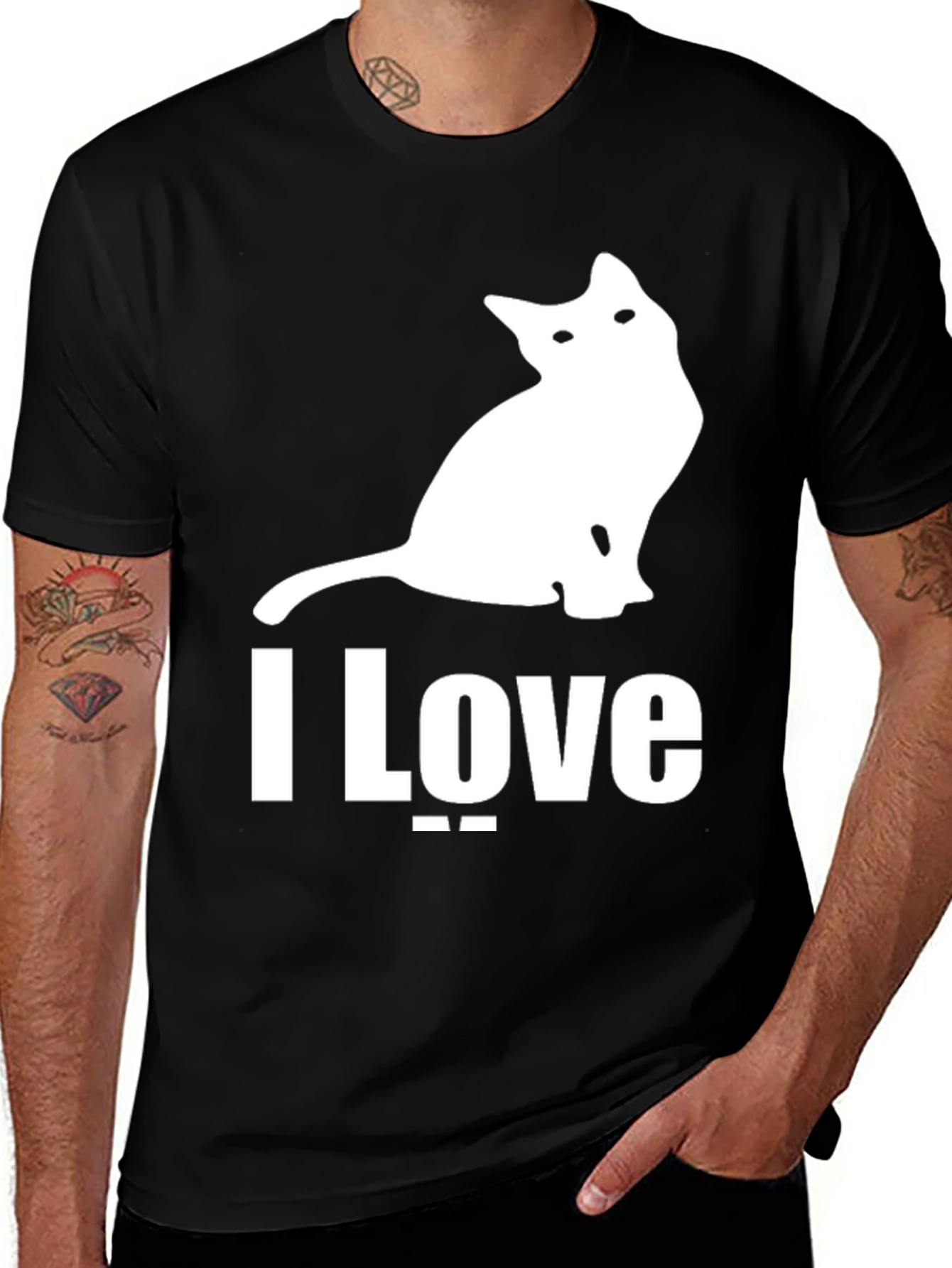 Variant 28 of I Love Cats Black T-Shirt