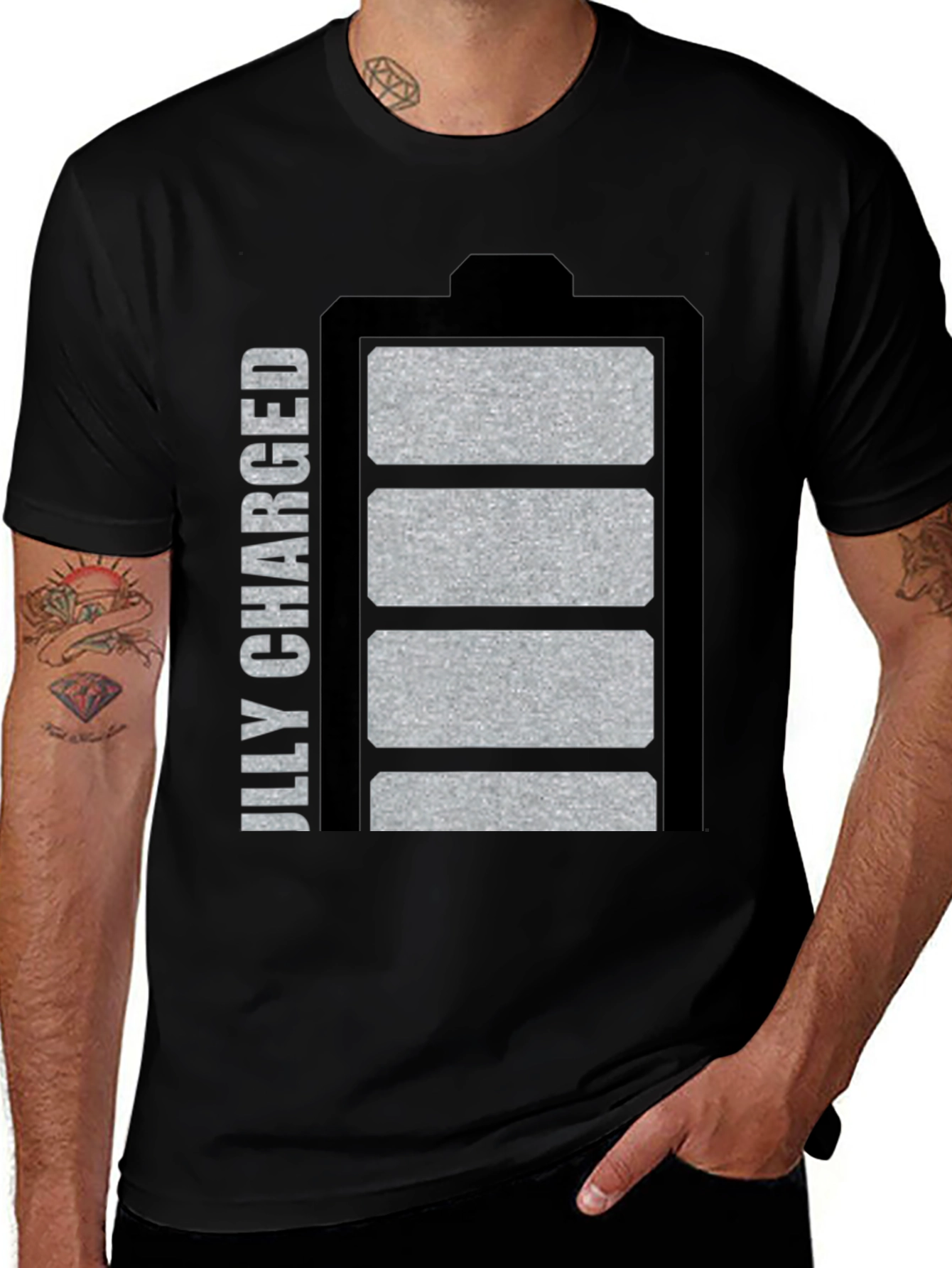 Variant 11 of Fully Charged Battery Graphic Tee - Black