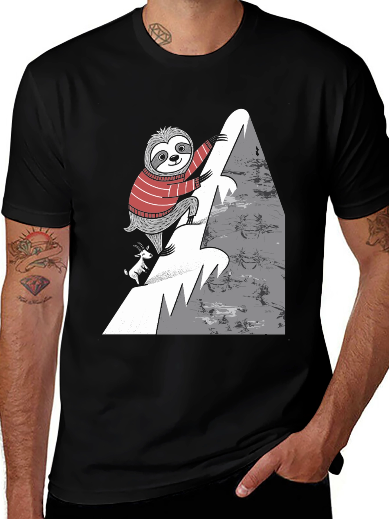 Variant 21 of Sloth Mountain Climber Graphic Tee - Hilarious Adventure Shirt