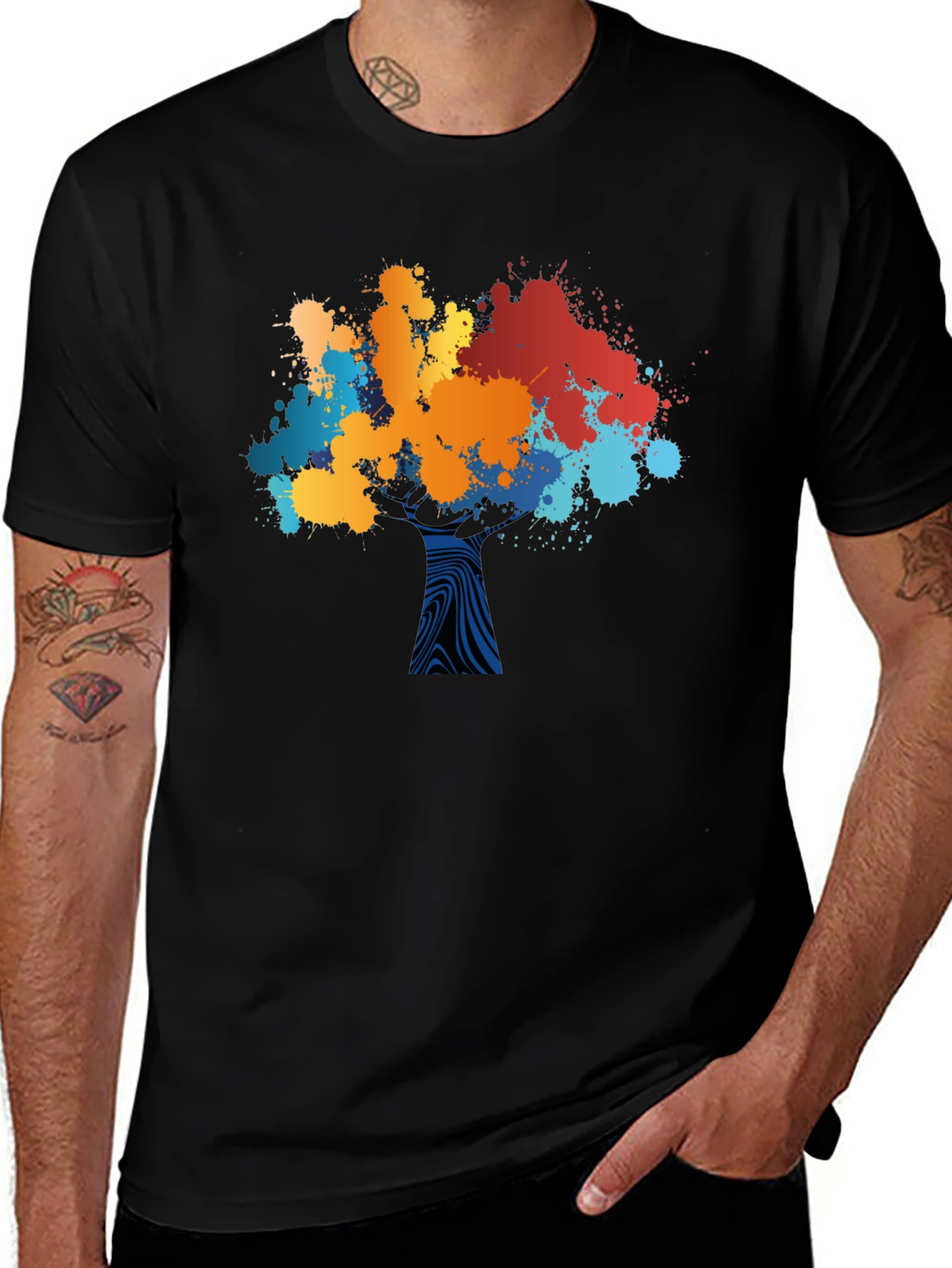 Variant 27 of Colorful Tree Splatter T-Shirt - Unique Artistic Design
