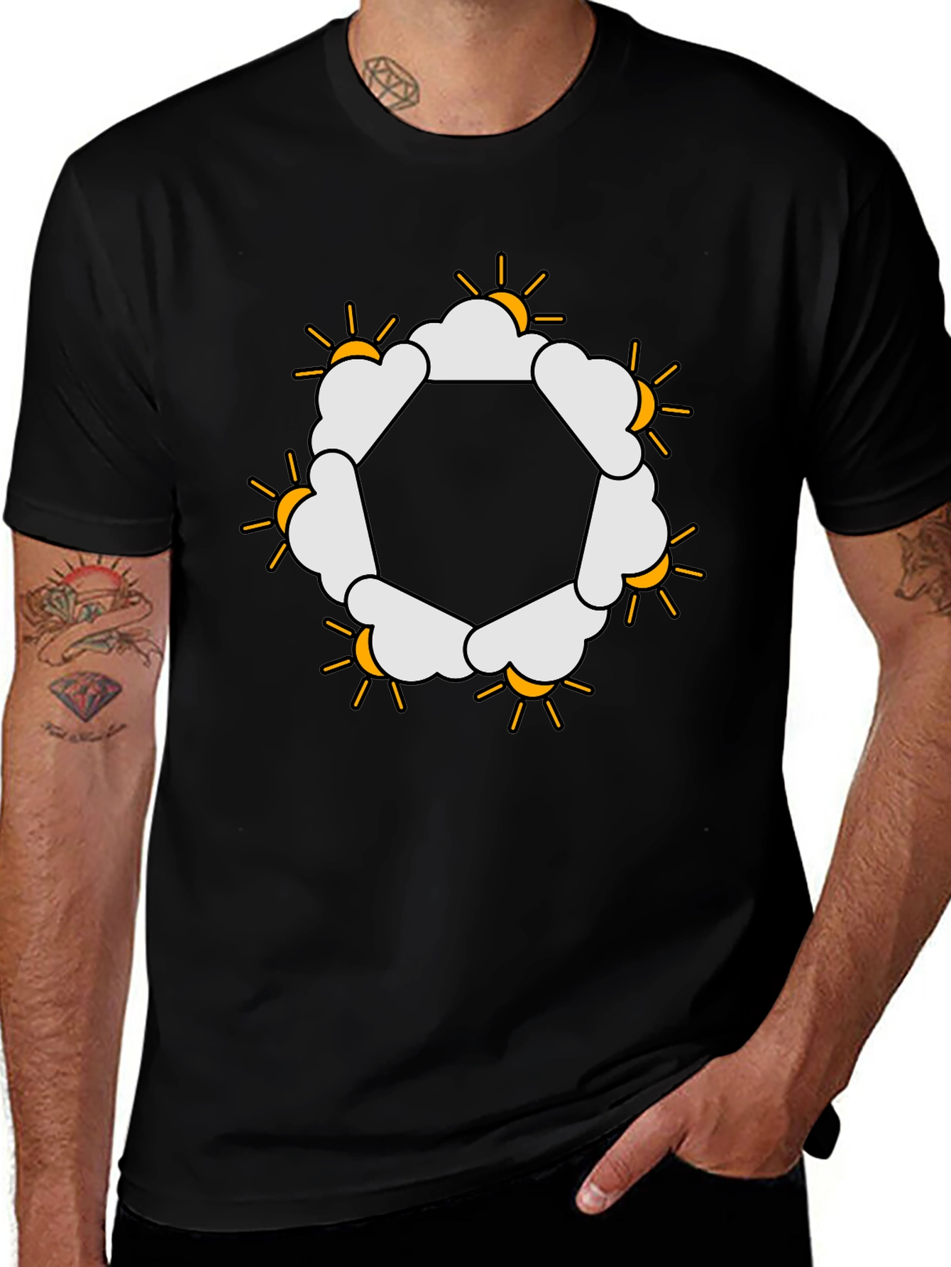 Variant 26 of Sun & Clouds Hexagon Graphic Tee