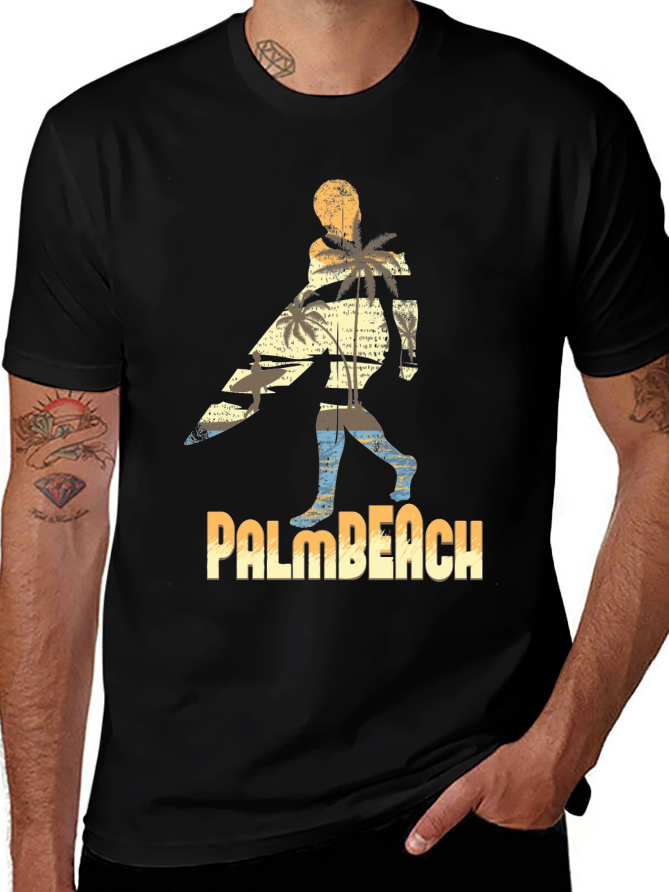 Palm Beach Graphic Tee - Surf & Sand Design