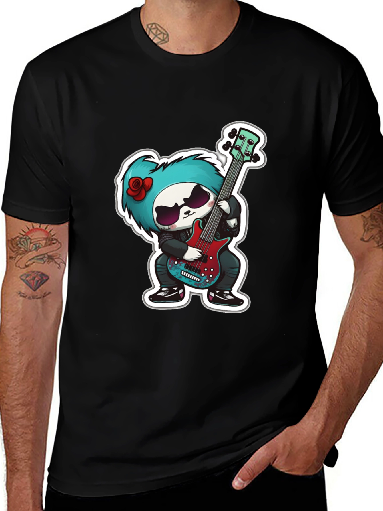 Variant 21 of Cool Rocker Panda Graphic Tee - Unisex