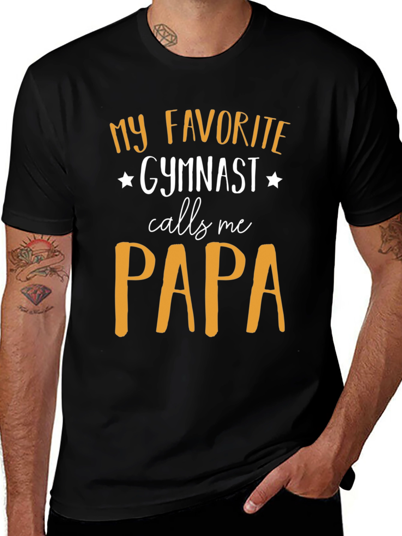 Black My Favorite Gymnast Calls Me Papa T-Shirt main image