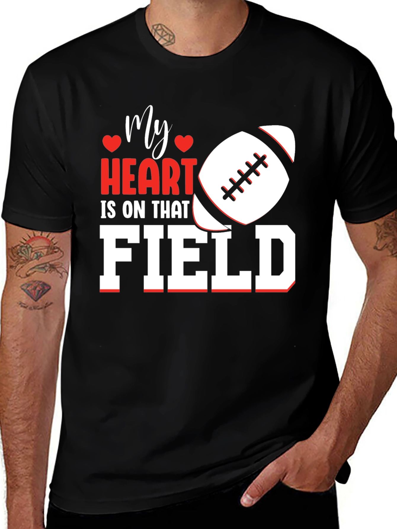 Football Heart T-Shirt - Game Day Apparel
