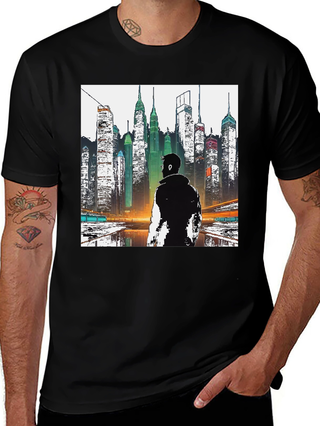 Variant 4 of Cityscape Graphic Black T-Shirt