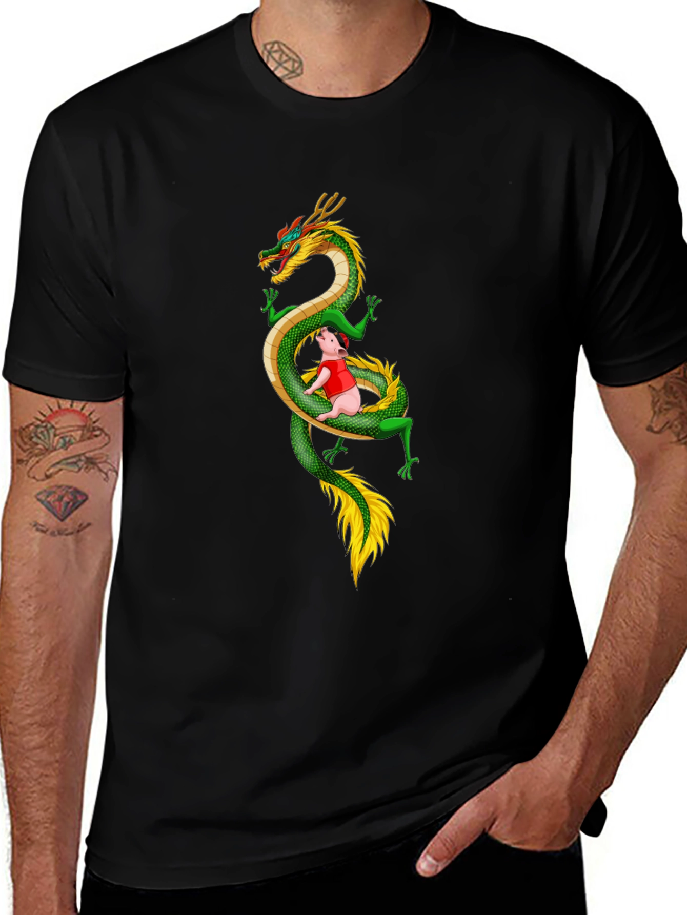 Variant 19 of Dragon Pig T-Shirt - Whimsical Graphic Tee