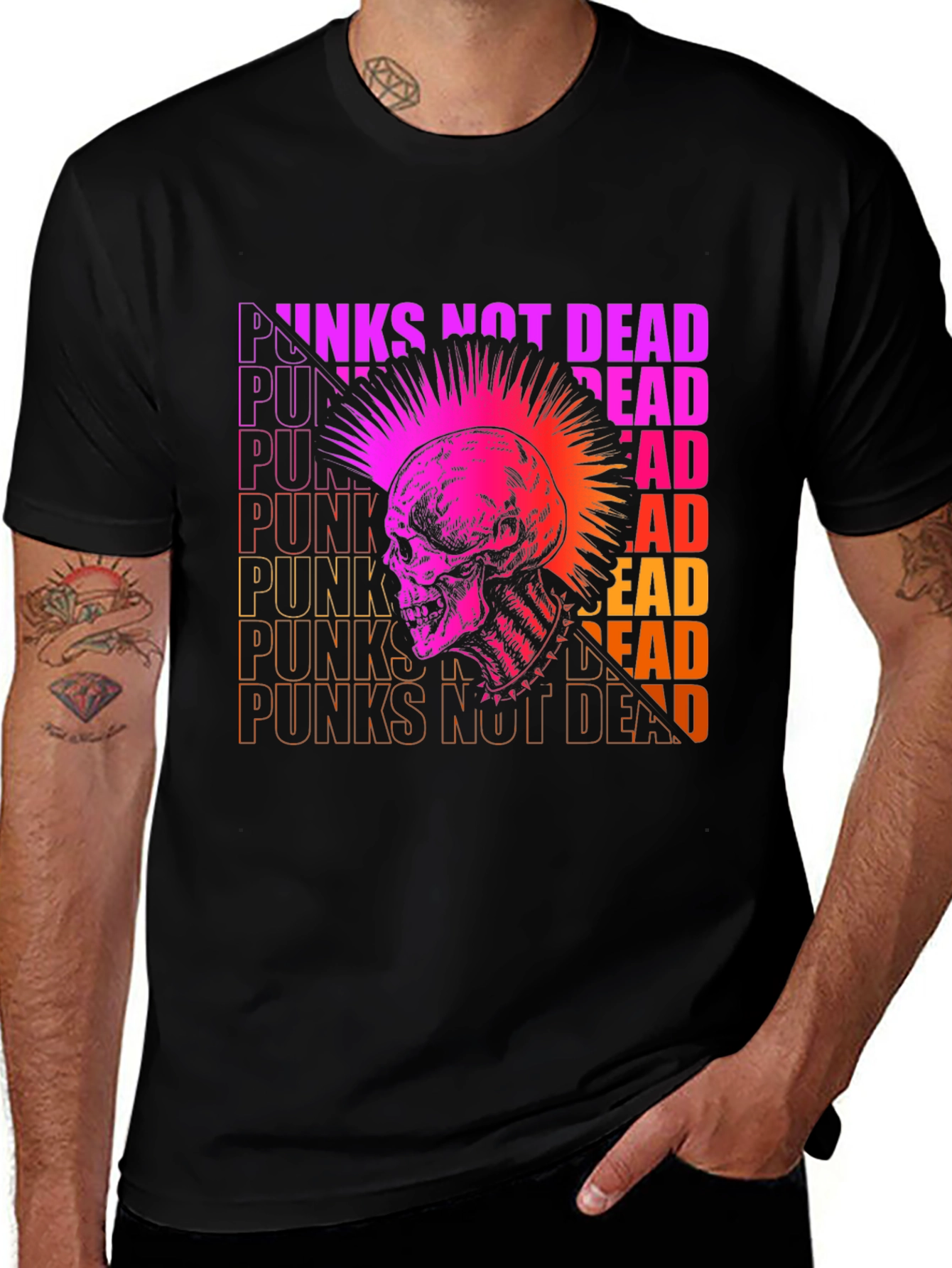 Variant 7 of Punk Skull Graphic Tee - Pun Not Dead
