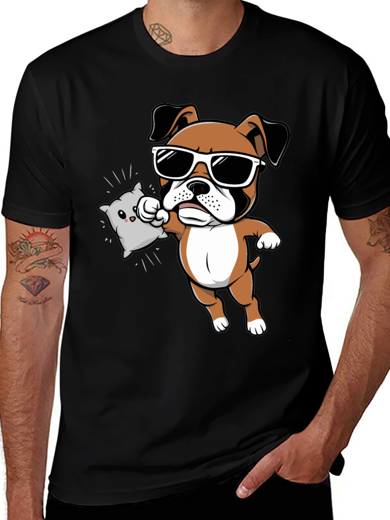 Variant 25 of Boxer Dog Pillow Fight Graphic Tee