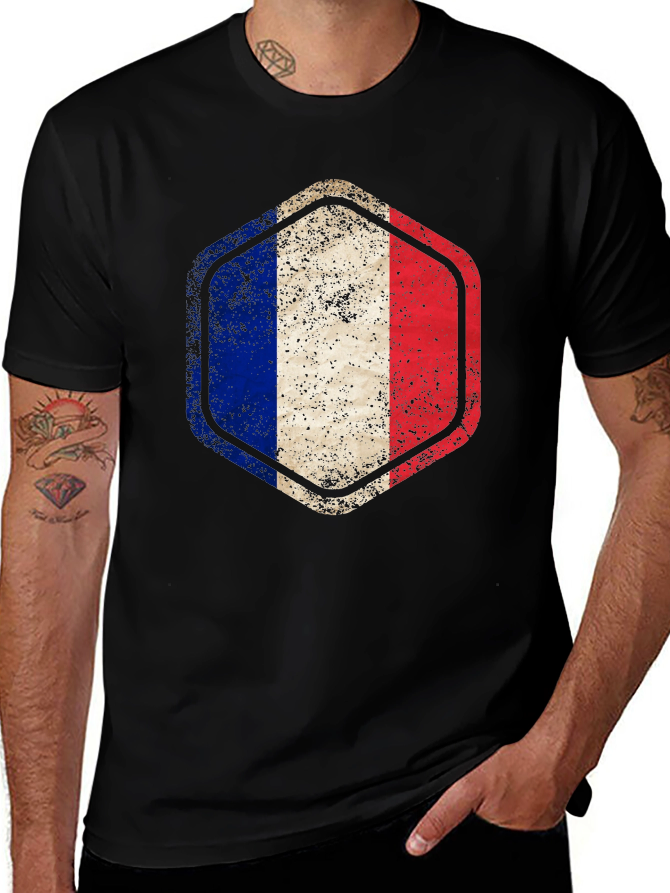 Variant 15 of French Flag Hexagon Graphic T-Shirt