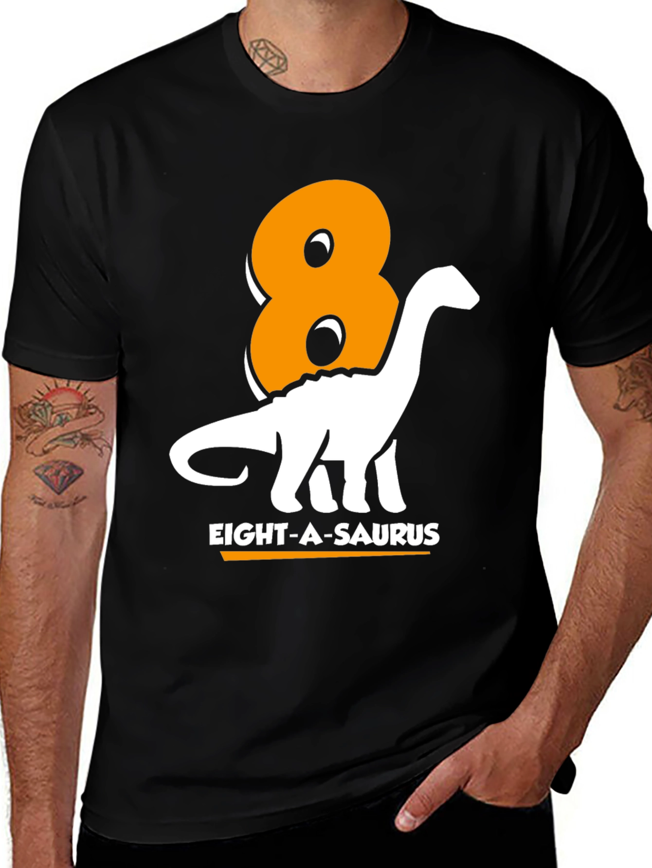 Variant 19 of Eight-A-Saurus Birthday T-Shirt - Black