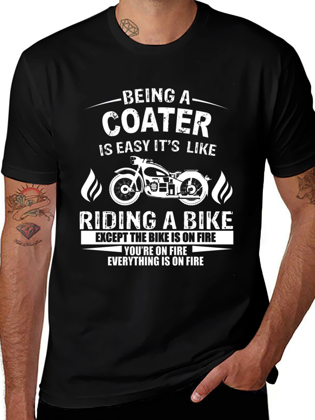 Variant 25 of Coater On Fire T-Shirt - Motorcycle Rider Tee