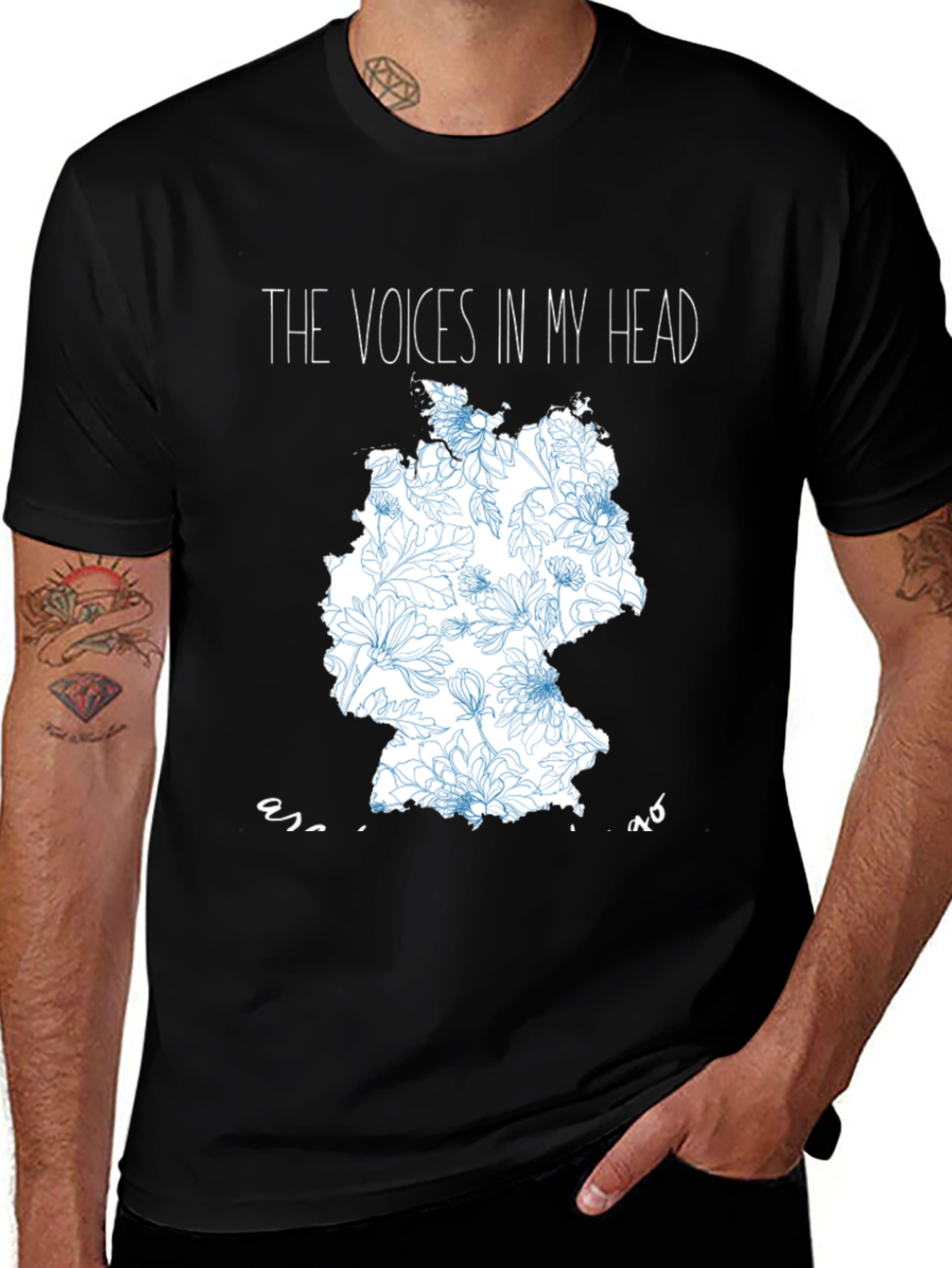 The Voices in My Head Germany Map Floral Print Tee