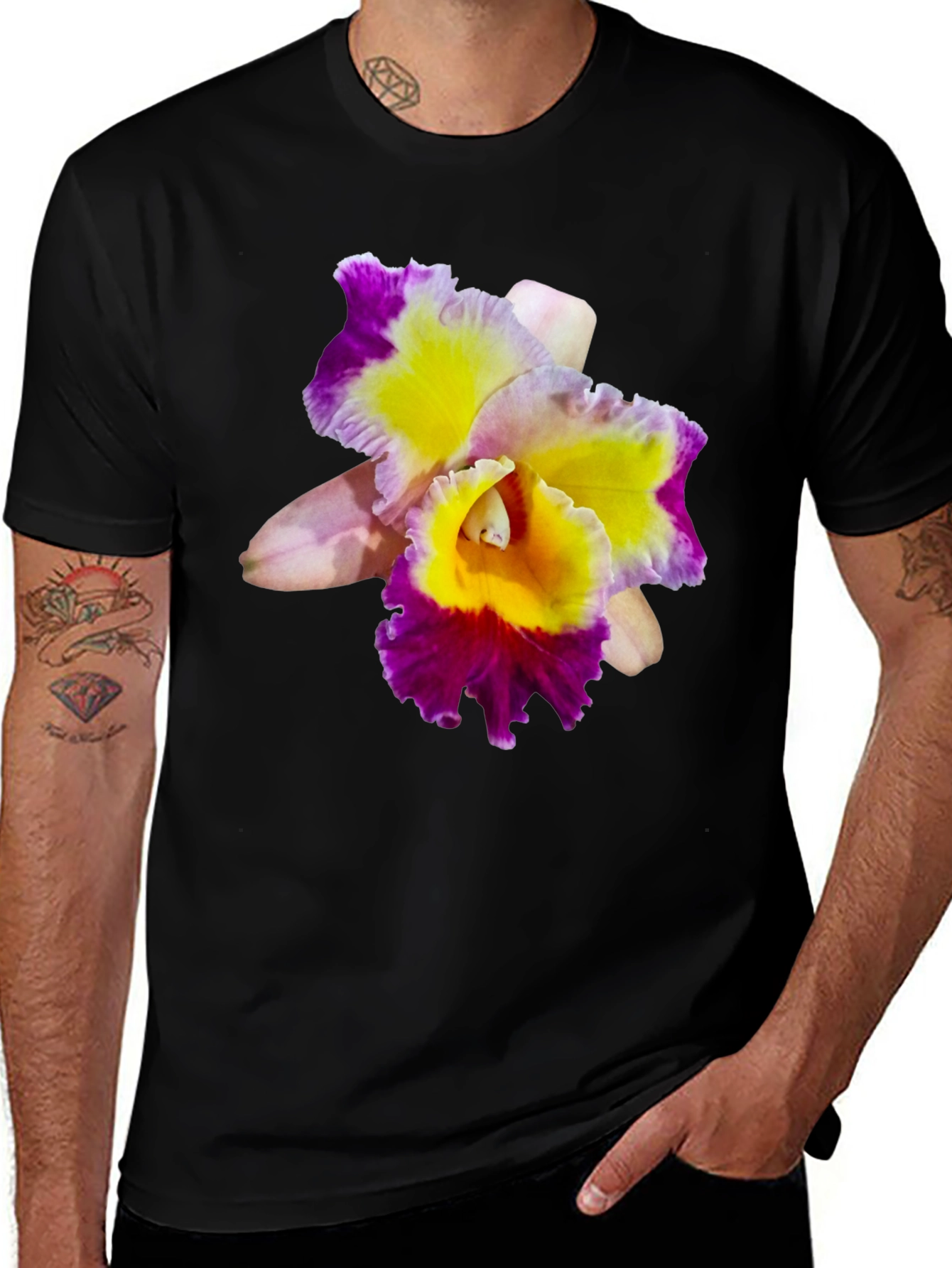 Variant 21 of Exotic Orchid Graphic Tee - Stylish Floral Design