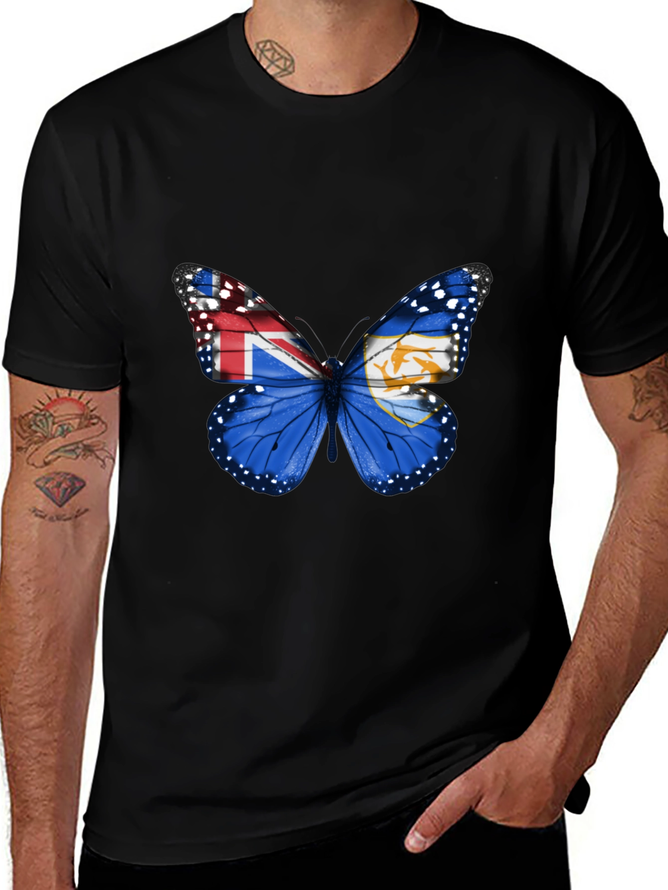Variant 30 of Butterfly Flag Graphic Tee - Unique Design