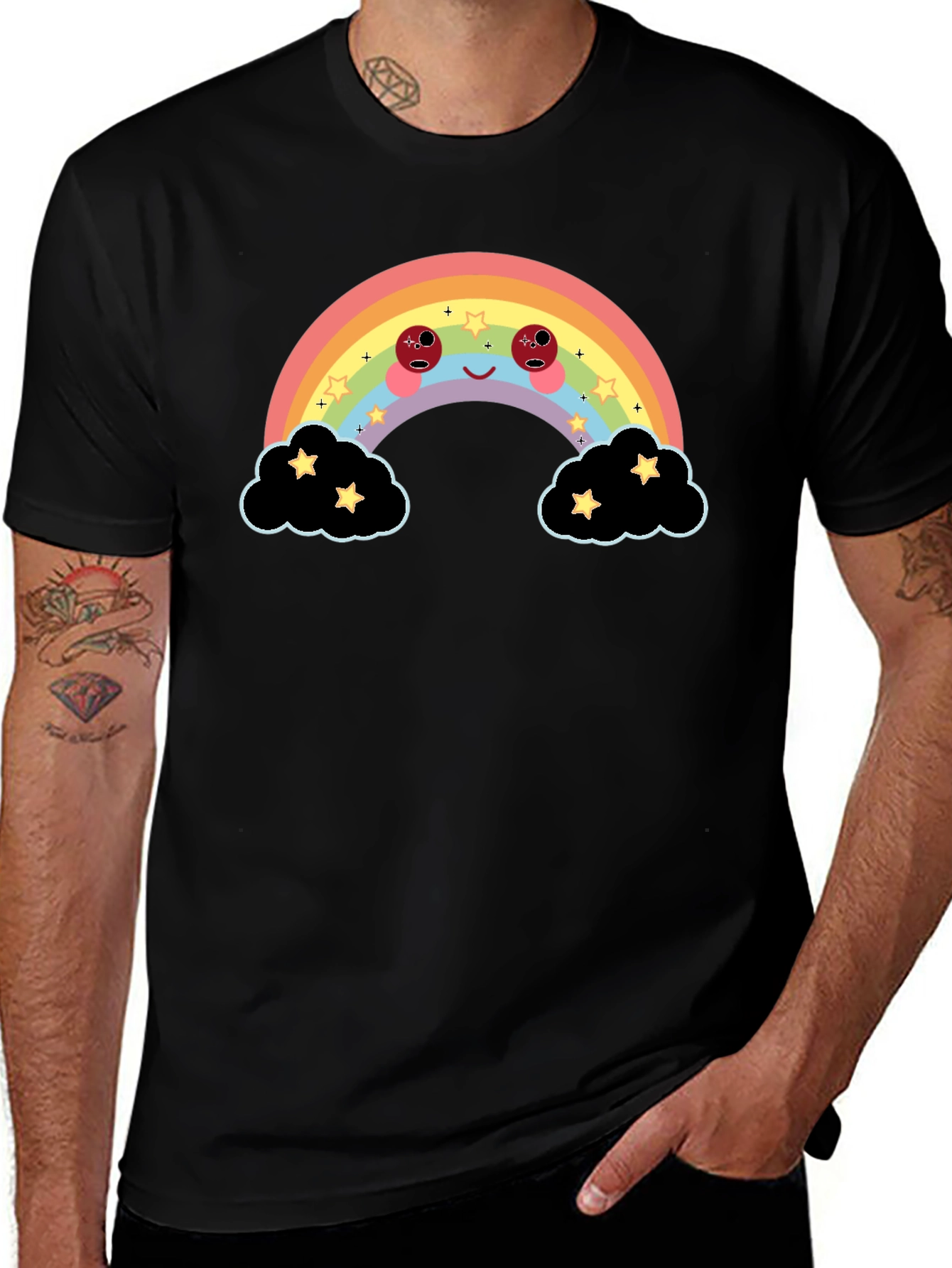Variant 21 of Rainbow Cloud Graphic Tee - Black Unisex T-Shirt