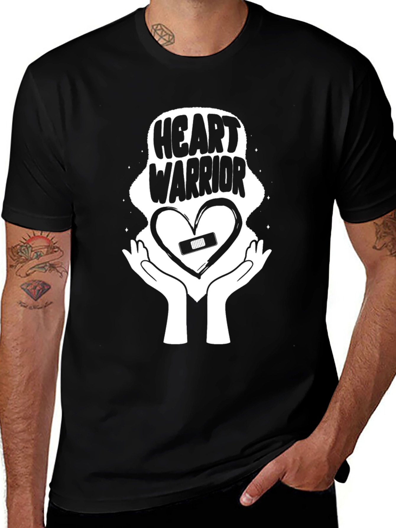 Heart Warrior Graphic Tee - Black Comfort Fit T-Shirt