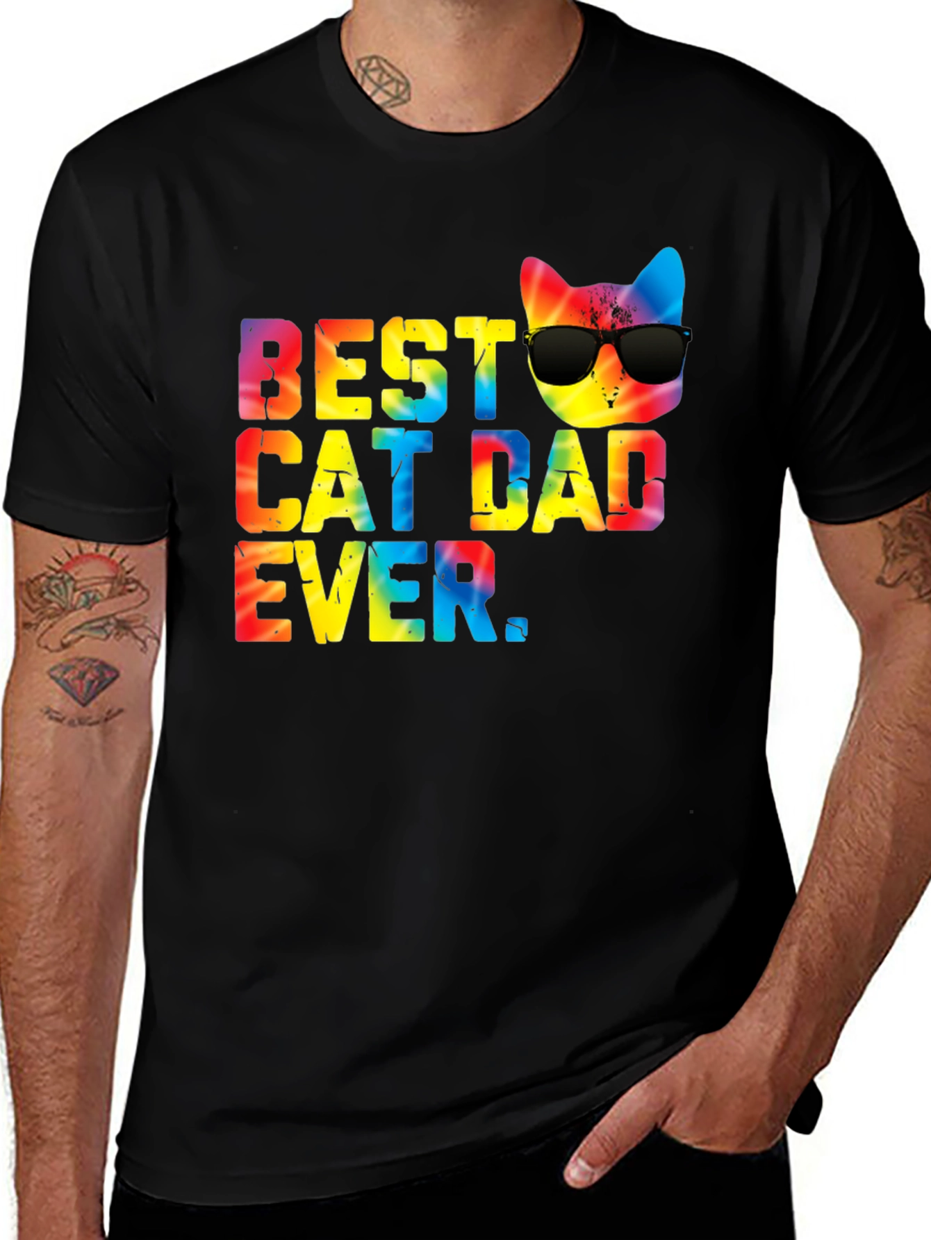 Variant 10 of Best Cat Dad Ever Tie Dye Graphic Tee