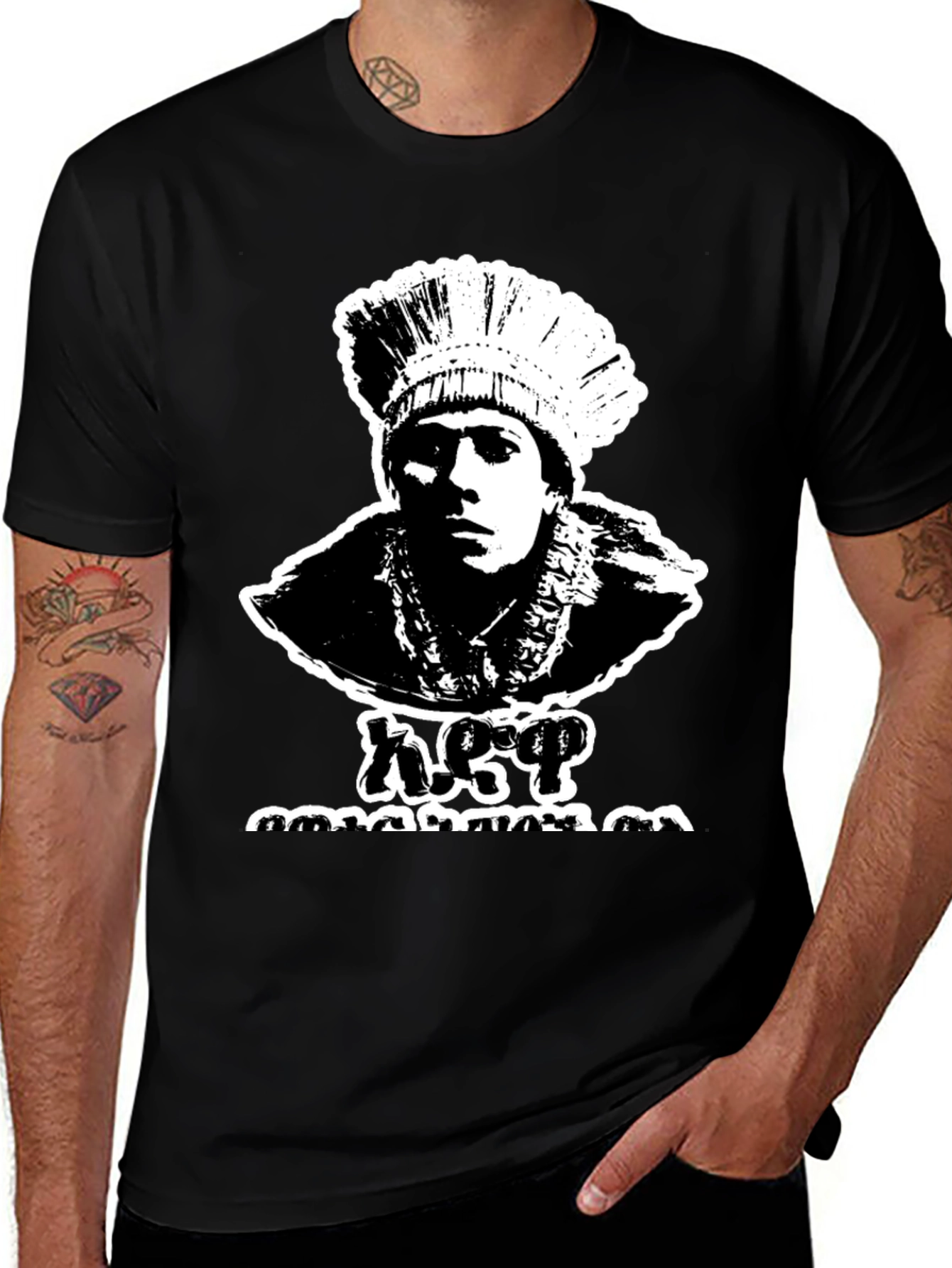 Black Vintage Style Headdress T-Shirt - Retro Cool Design main image