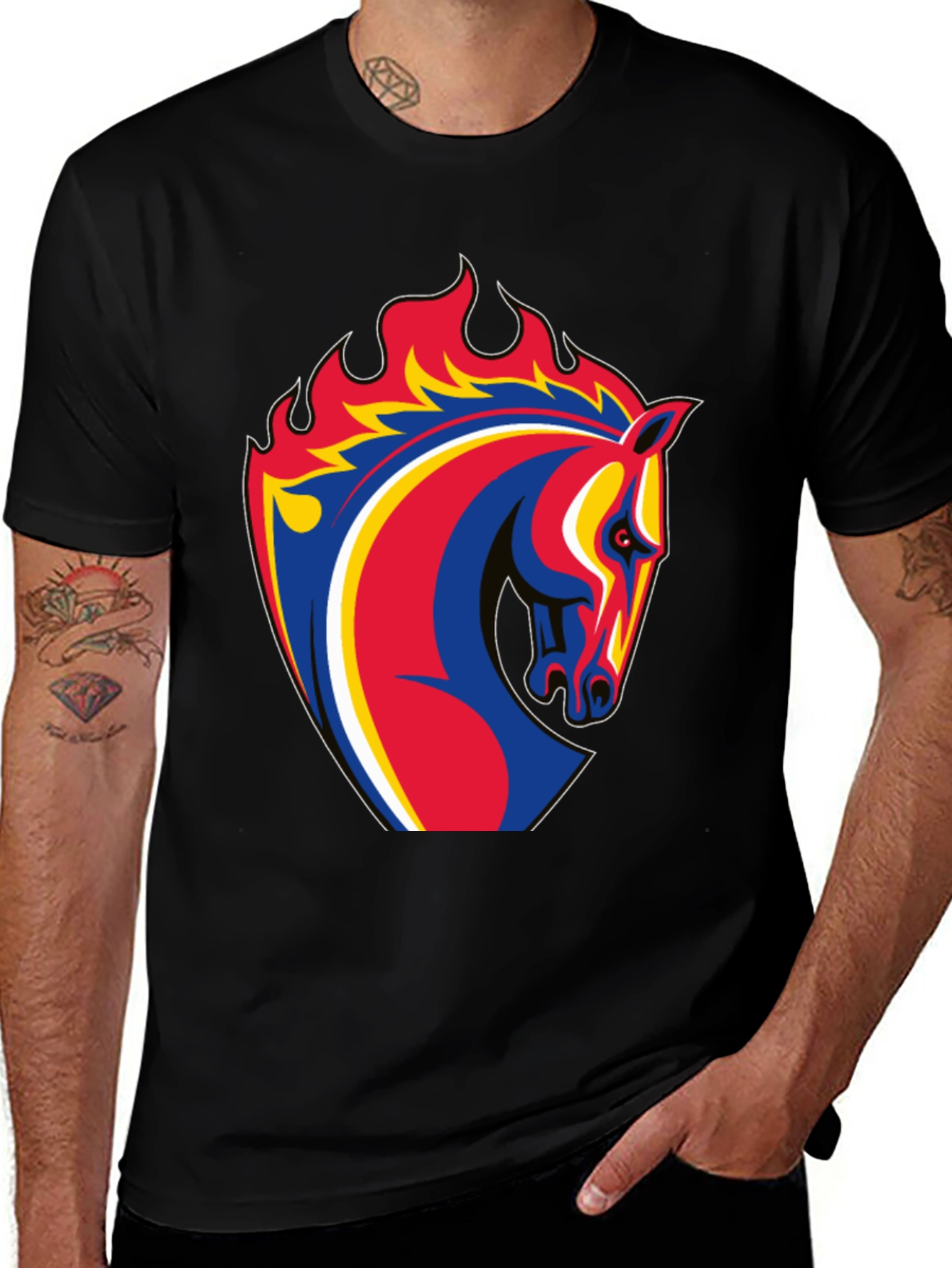 Variant 9 of Fiery Horse Head Graphic T-Shirt
