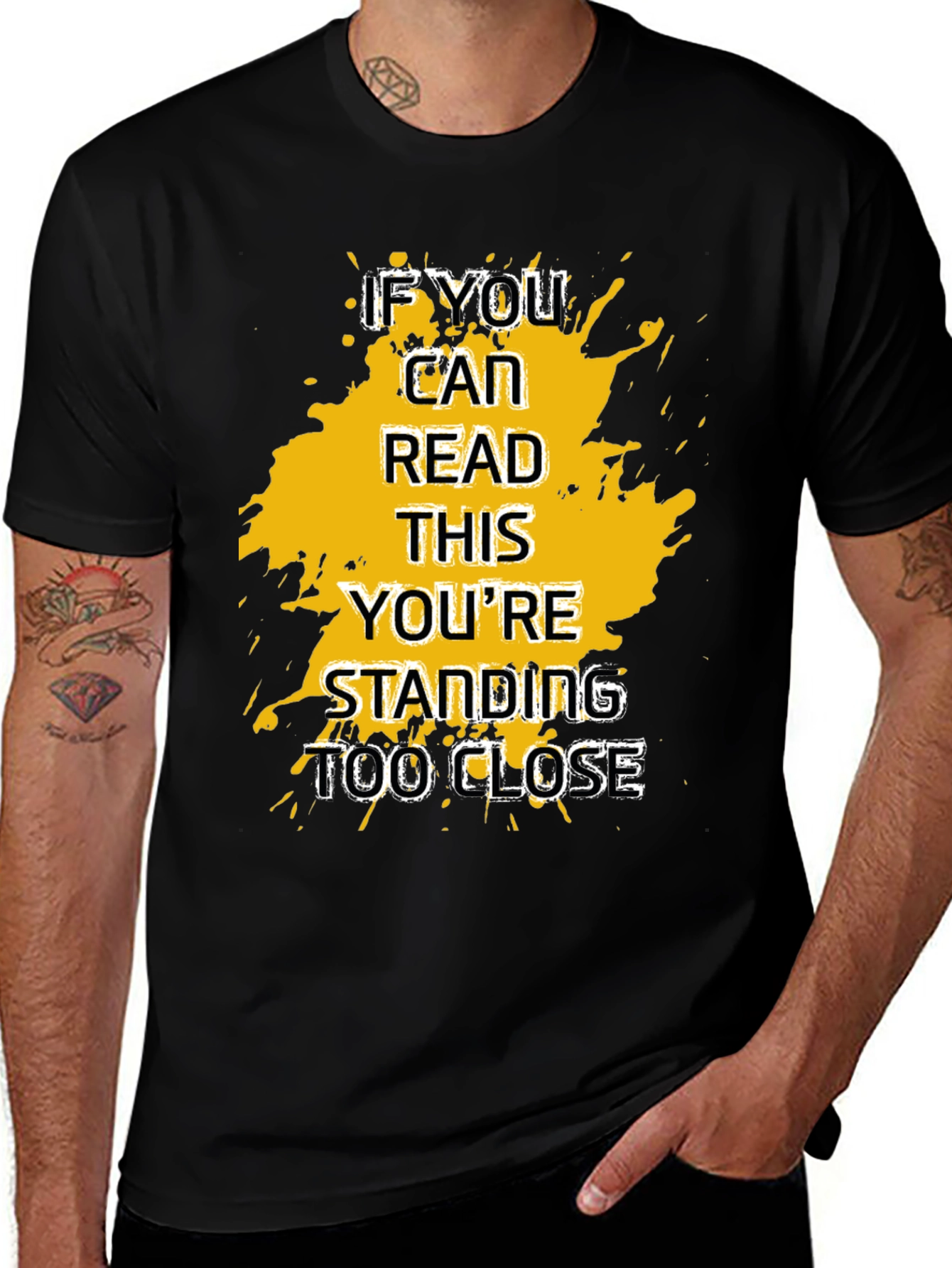Variant 14 of Humorous Social Distancing T-Shirt - Read This Too Close Tee