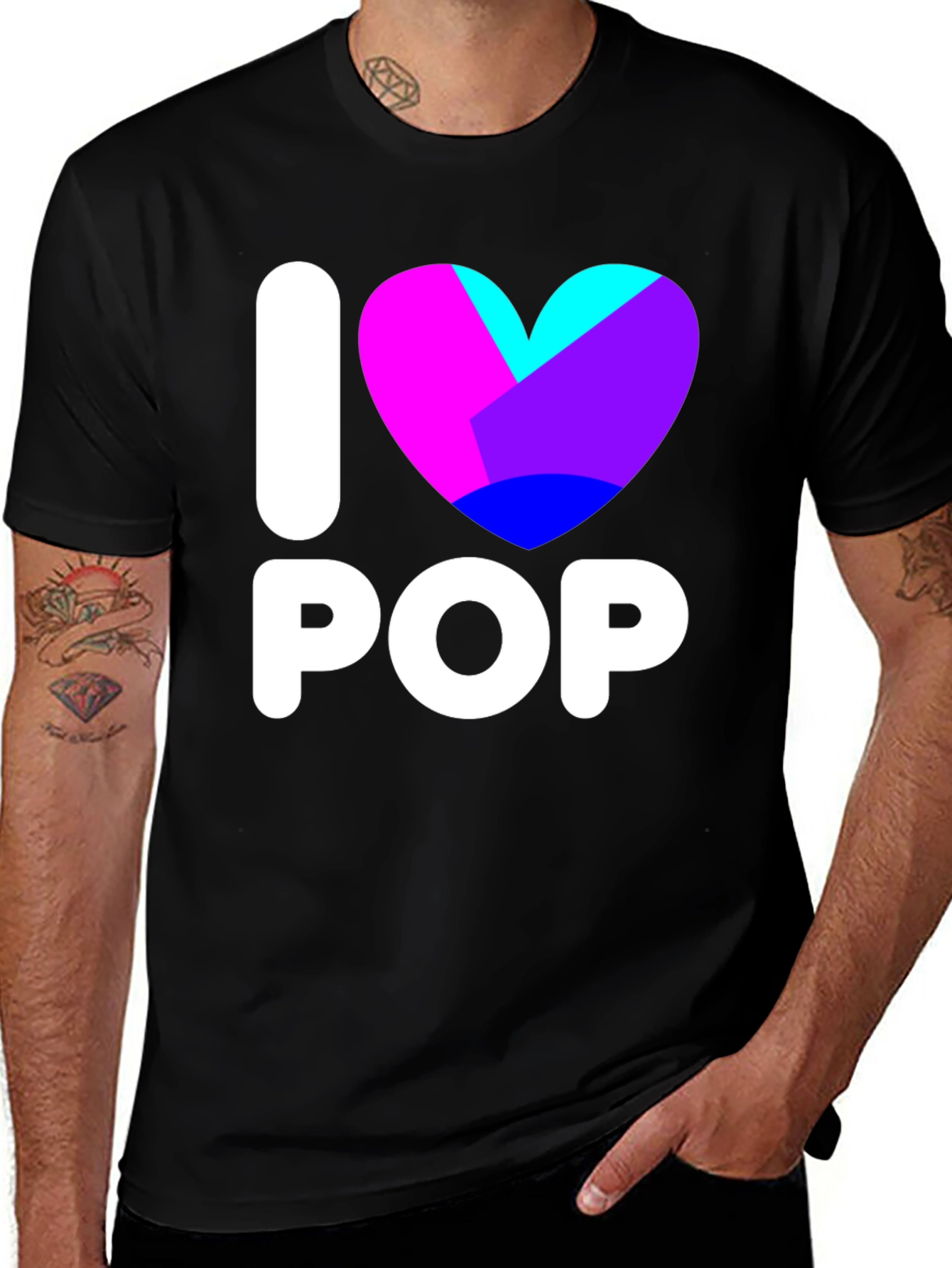 Variant 12 of I Heart Pop Graphic T-Shirt - Black Cotton Blend Tee