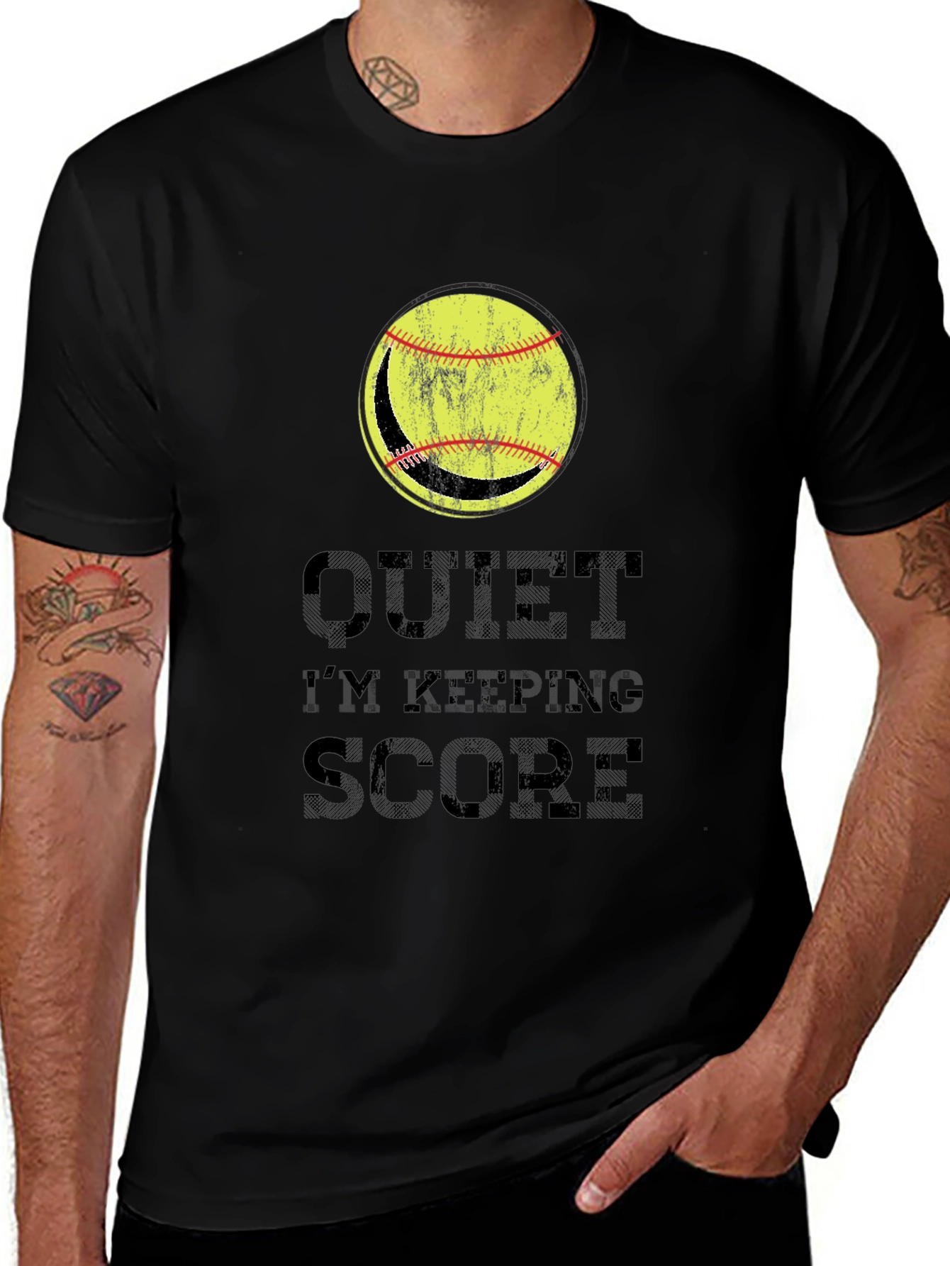 Variant 19 of Quiet I'm Keeping Score Softball Graphic T-Shirt